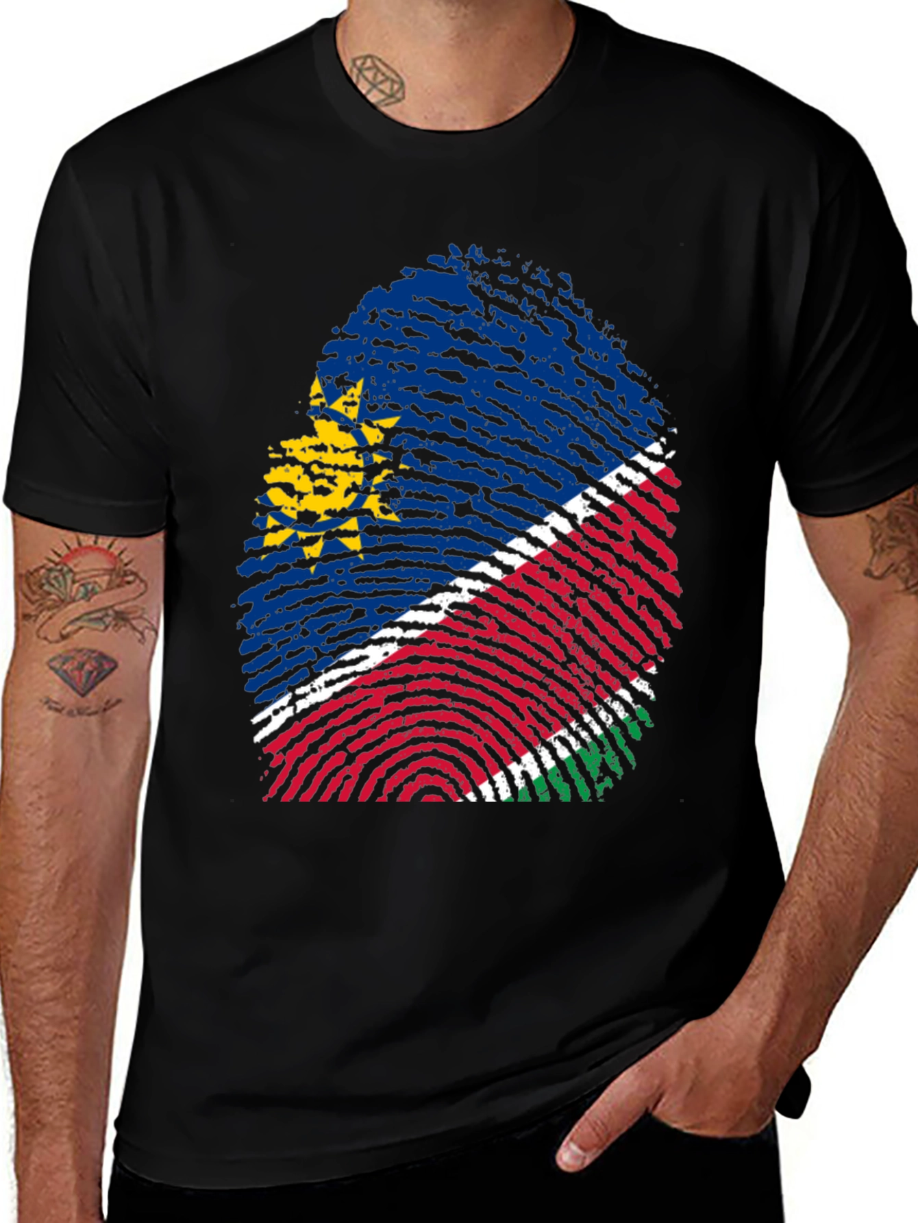 Variant 8 of Namibia Flag Fingerprint T-Shirt - Unique Design