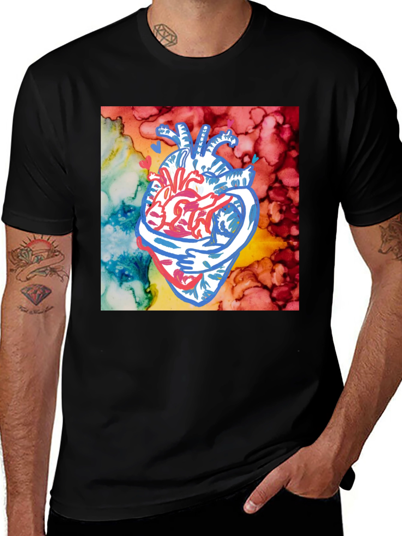 Variant 8 of Artistic Heart Graphic Black T-Shirt