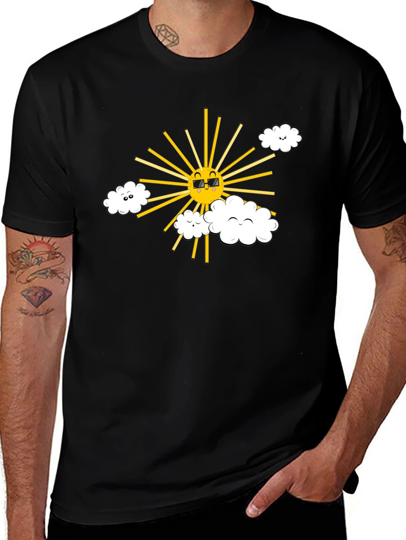 Variant 29 of Cool Sun & Cloud Graphic Tee - Black