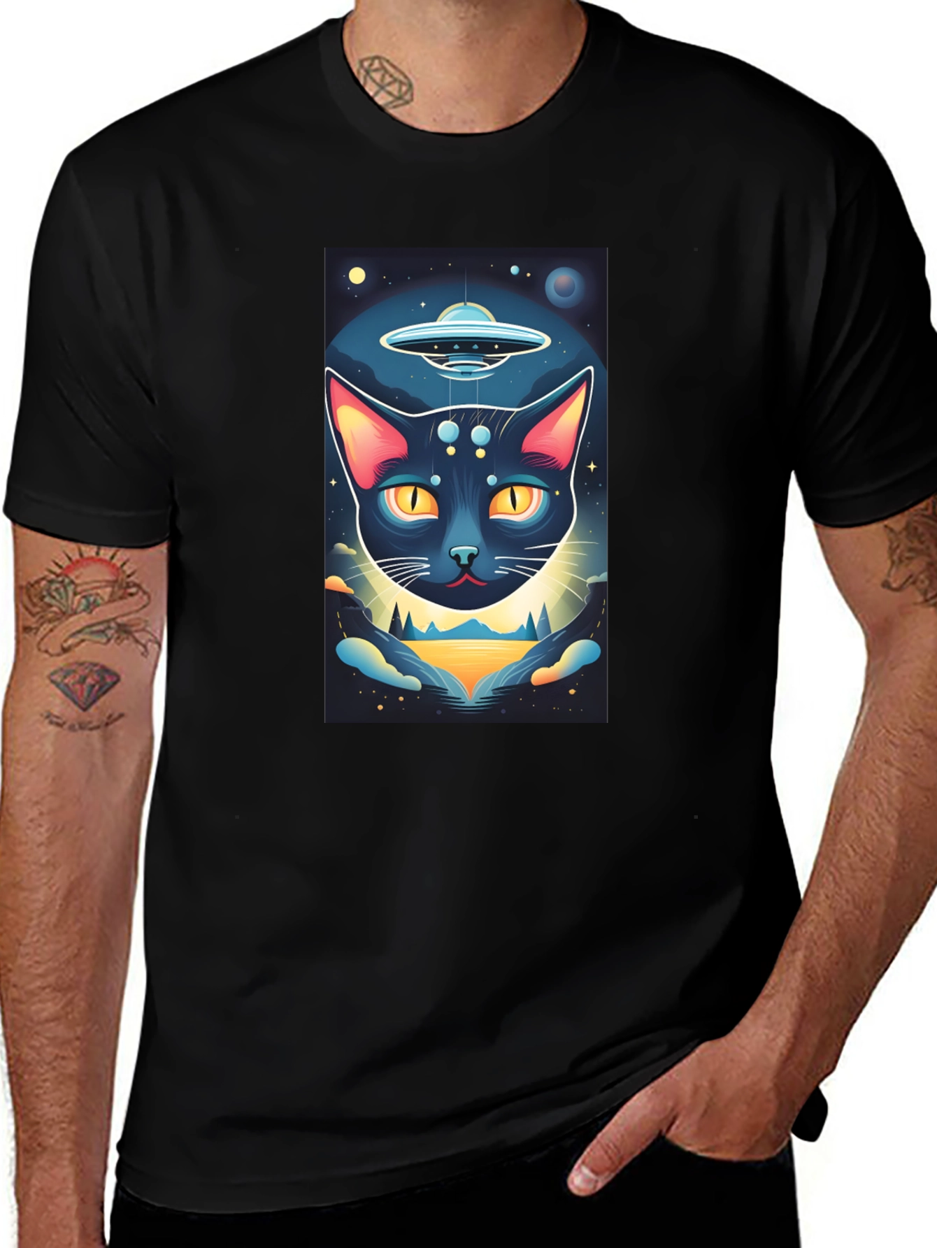 Variant 10 of Cosmic Cat Abduction Graphic Tee