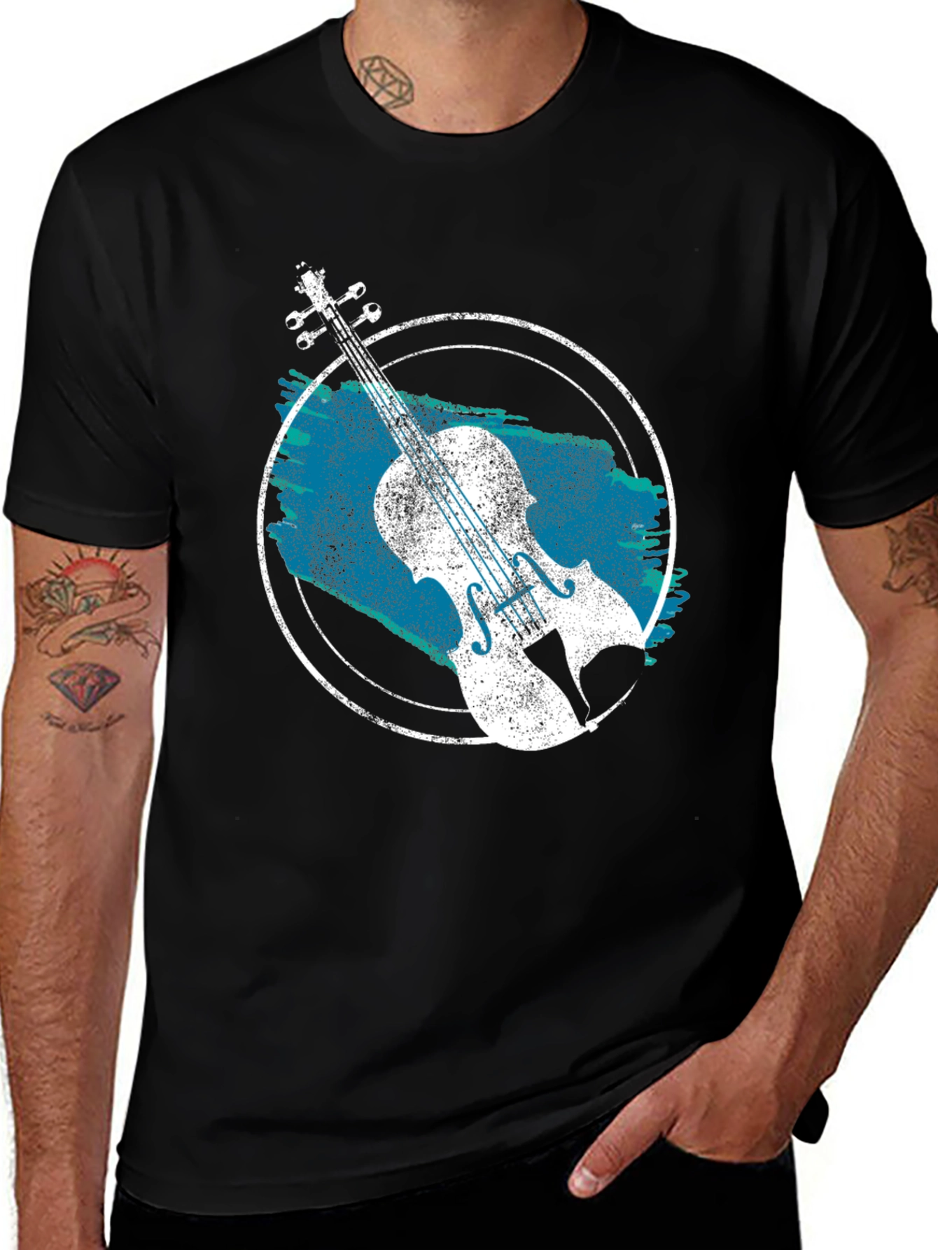 Variant 26 of Violin Graphic T-Shirt - Black