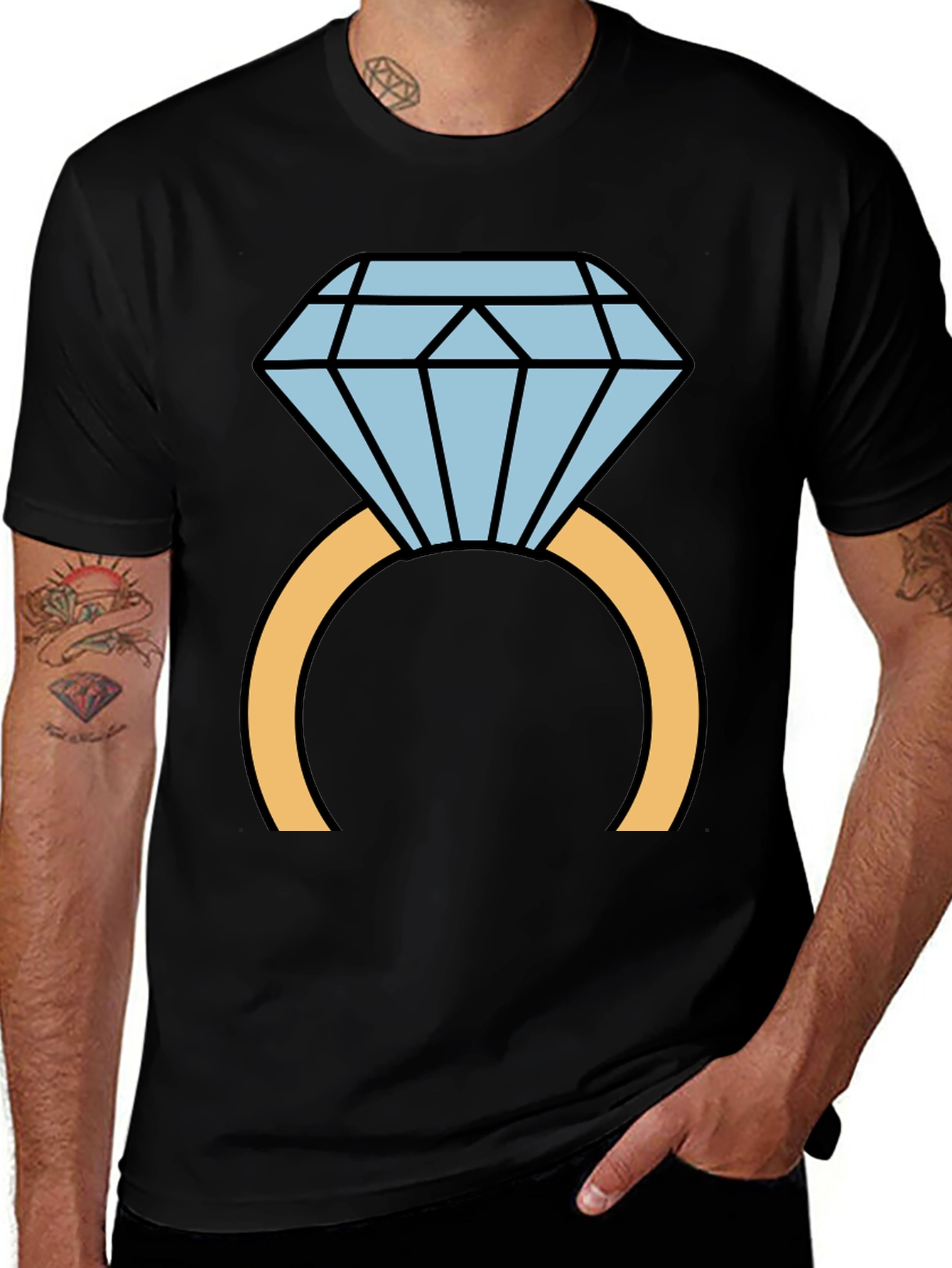 Variant 16 of Diamond Ring Graphic Tee - Classic Black Cotton T-Shirt