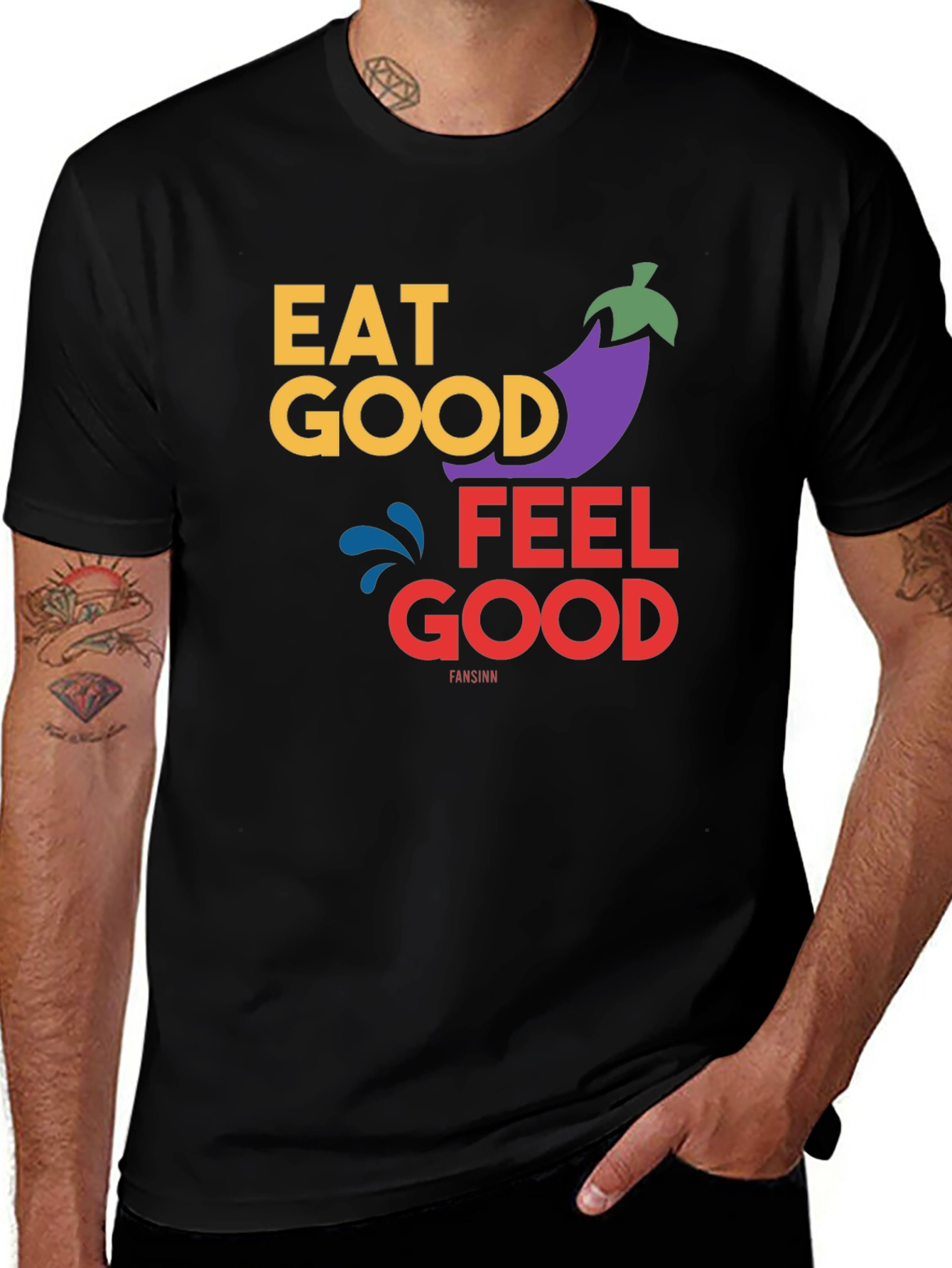 Variant 13 of Eat Good Feel Good T-Shirt - Black Graphic Tee