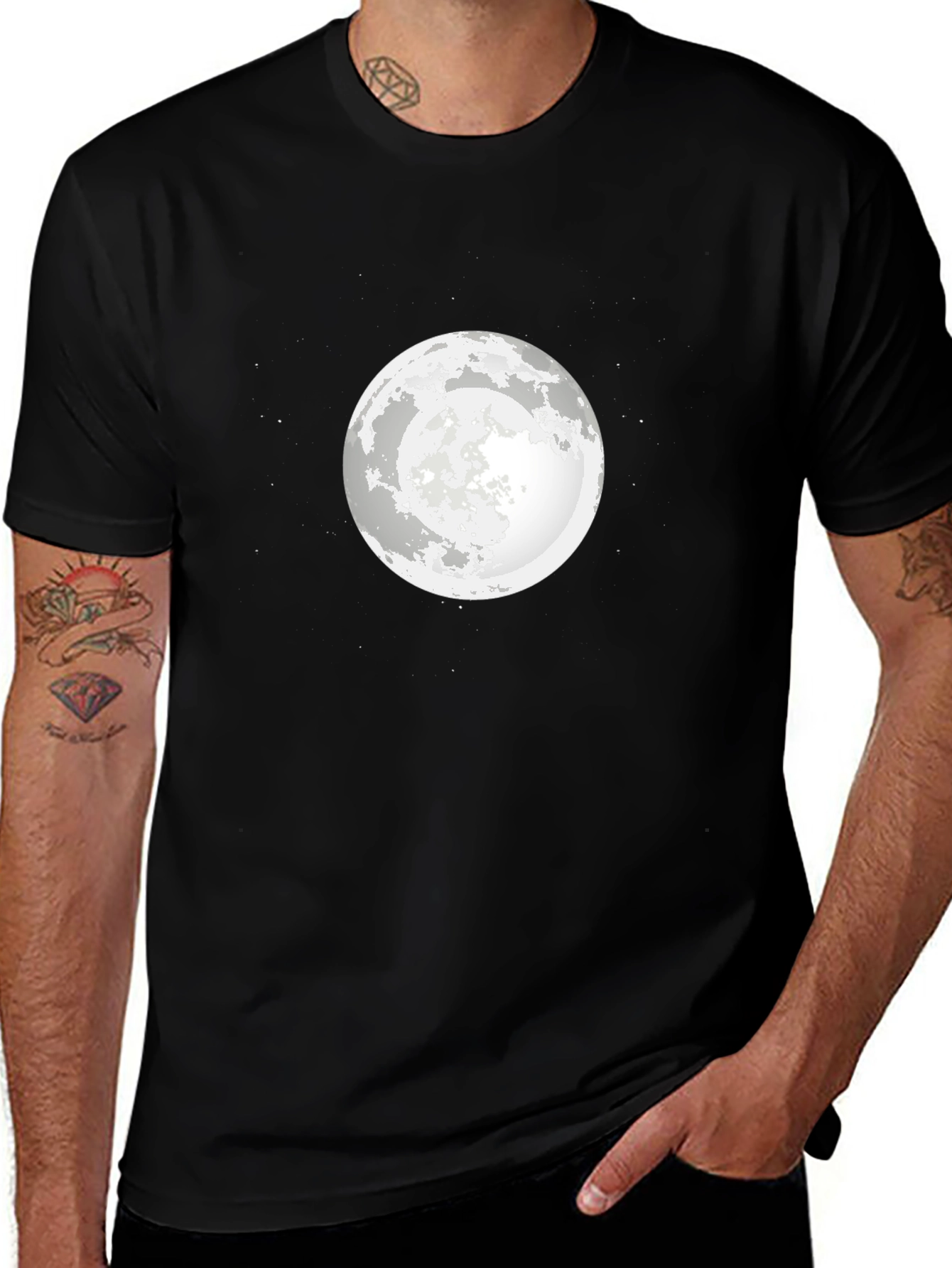 Variant 5 of Moon Graphic Black T-Shirt - Celestial Style