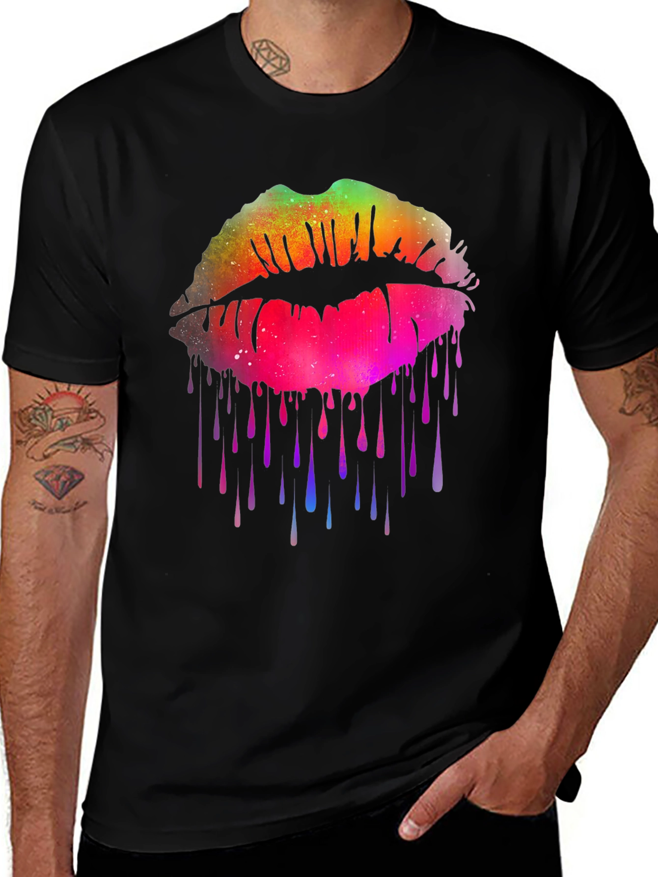 Variant 26 of Colorful Lips Drip Graphic T-Shirt