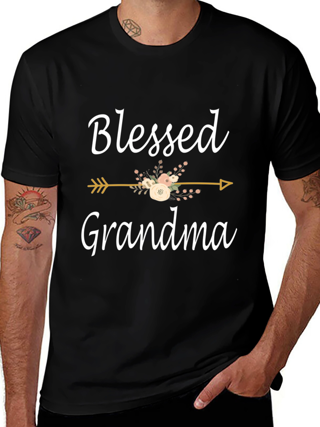 Blessed Grandma Floral Arrow Graphic Tee