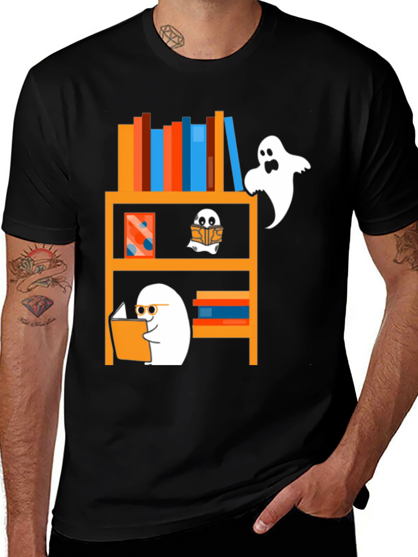 Variant 12 of Ghostly Reader T-Shirt - Book Lover Halloween Tee