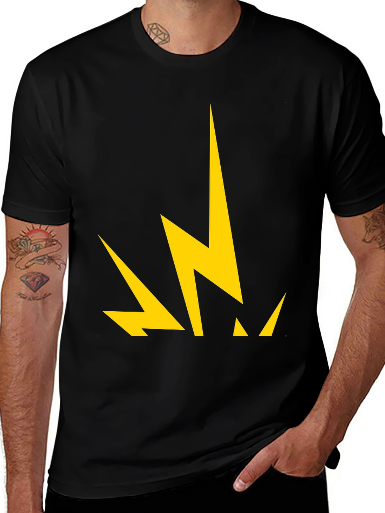 Variant 2 of Bold Lightning Bolt Graphic Tee - Black