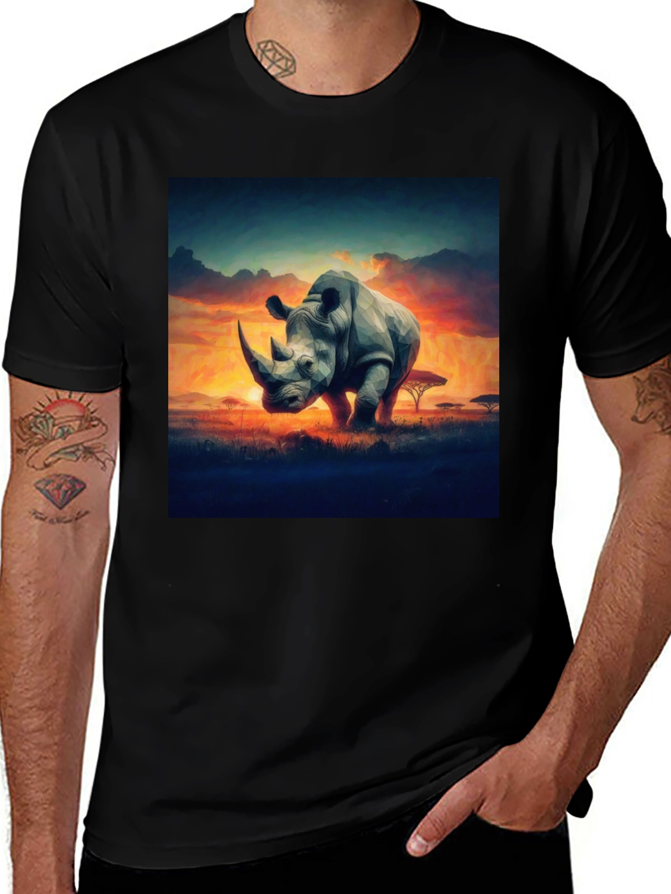 Variant 15 of Rhino Sunset Graphic Tee