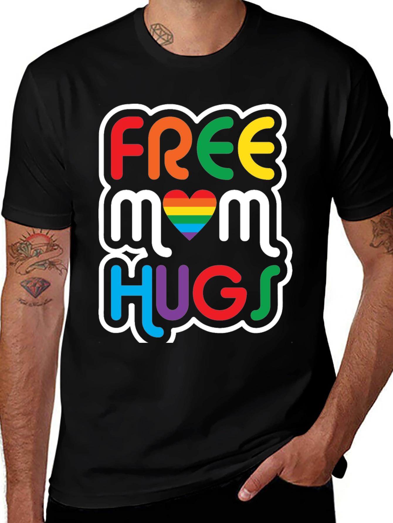 Free Mom Hugs Graphic Tee - Pride Rainbow LGBT