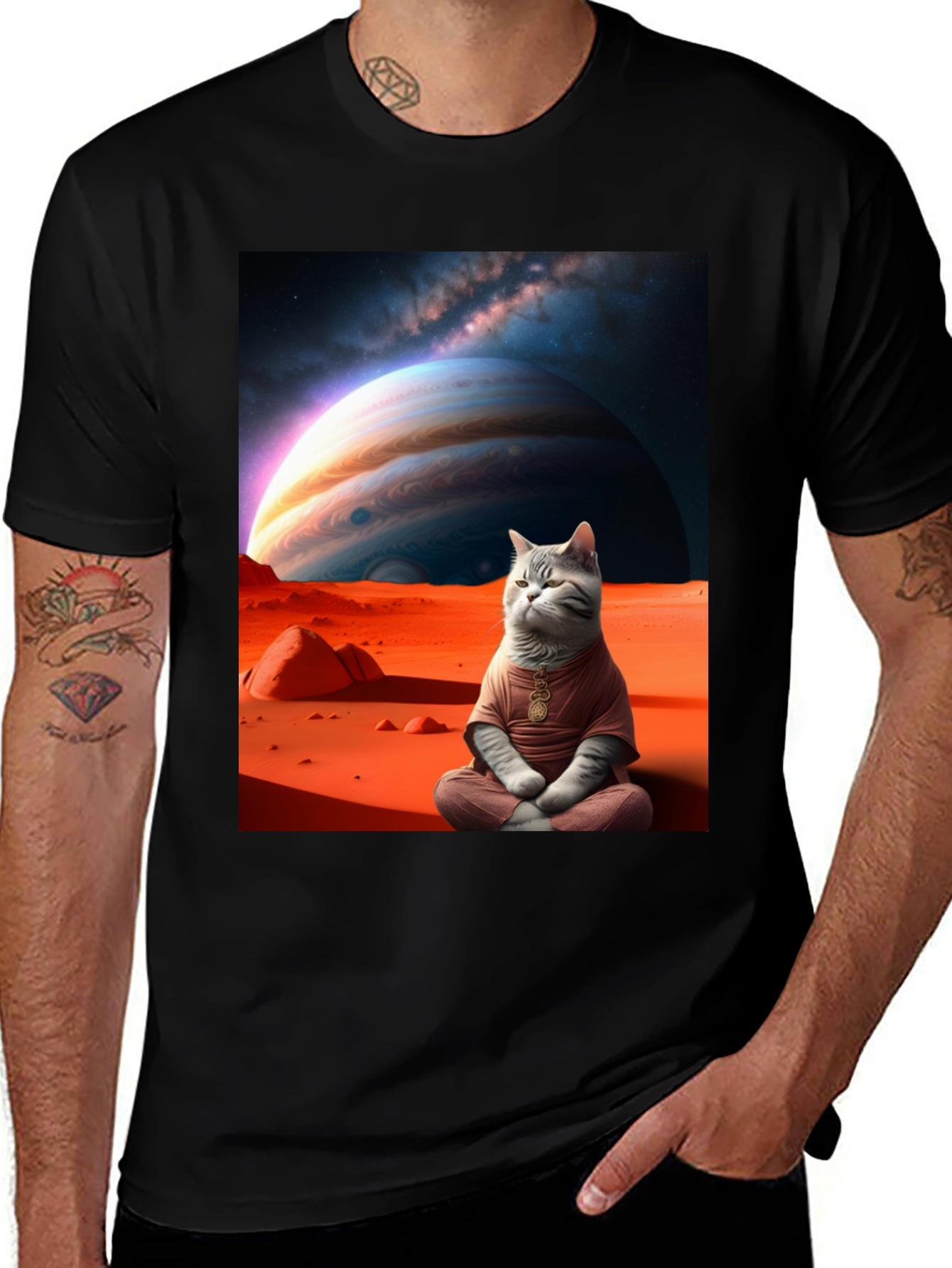 Variant 25 of Zen Cat in Space Graphic Tee