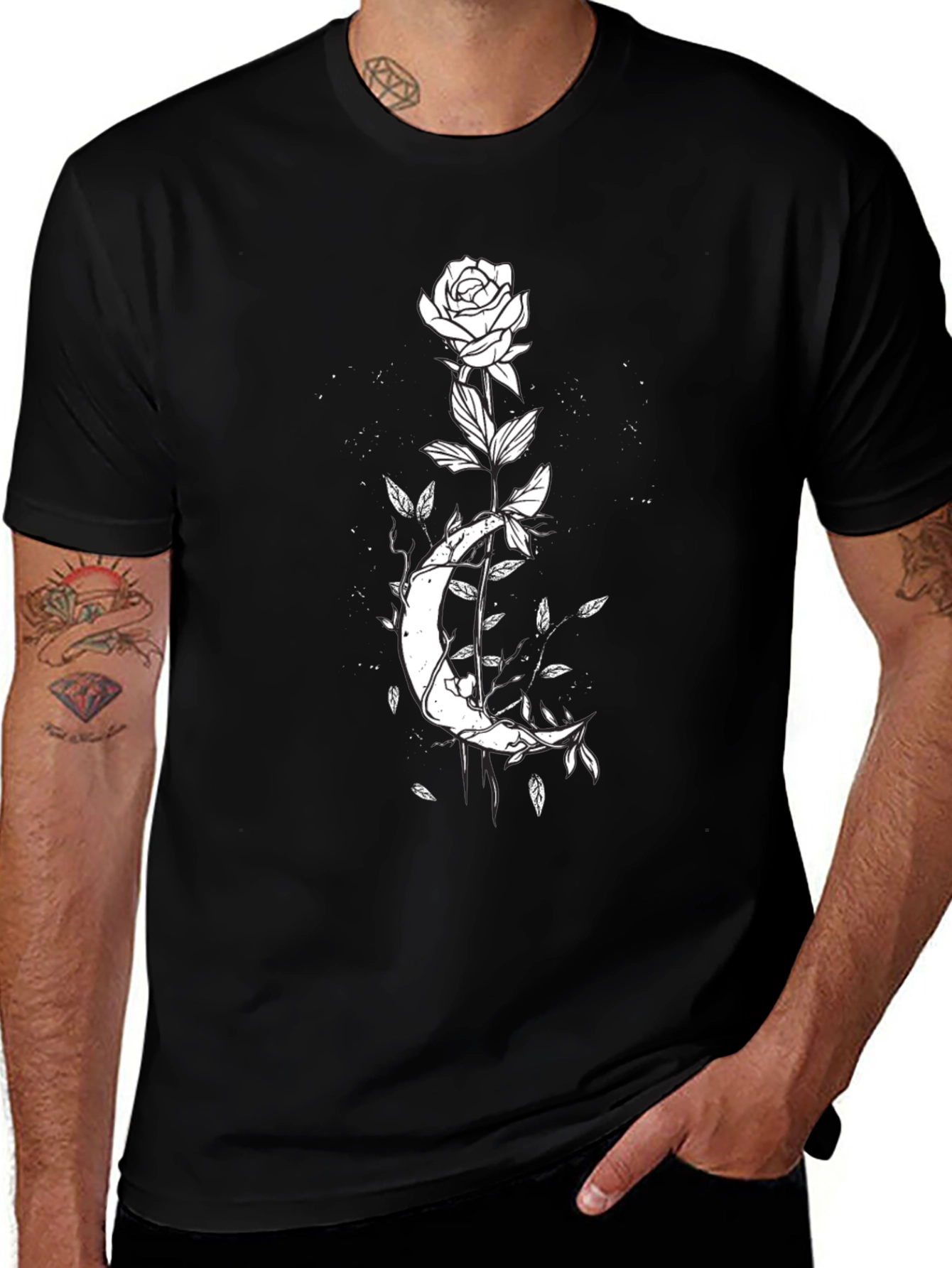 Variant 30 of Moon Rose Graphic T-Shirt - Black