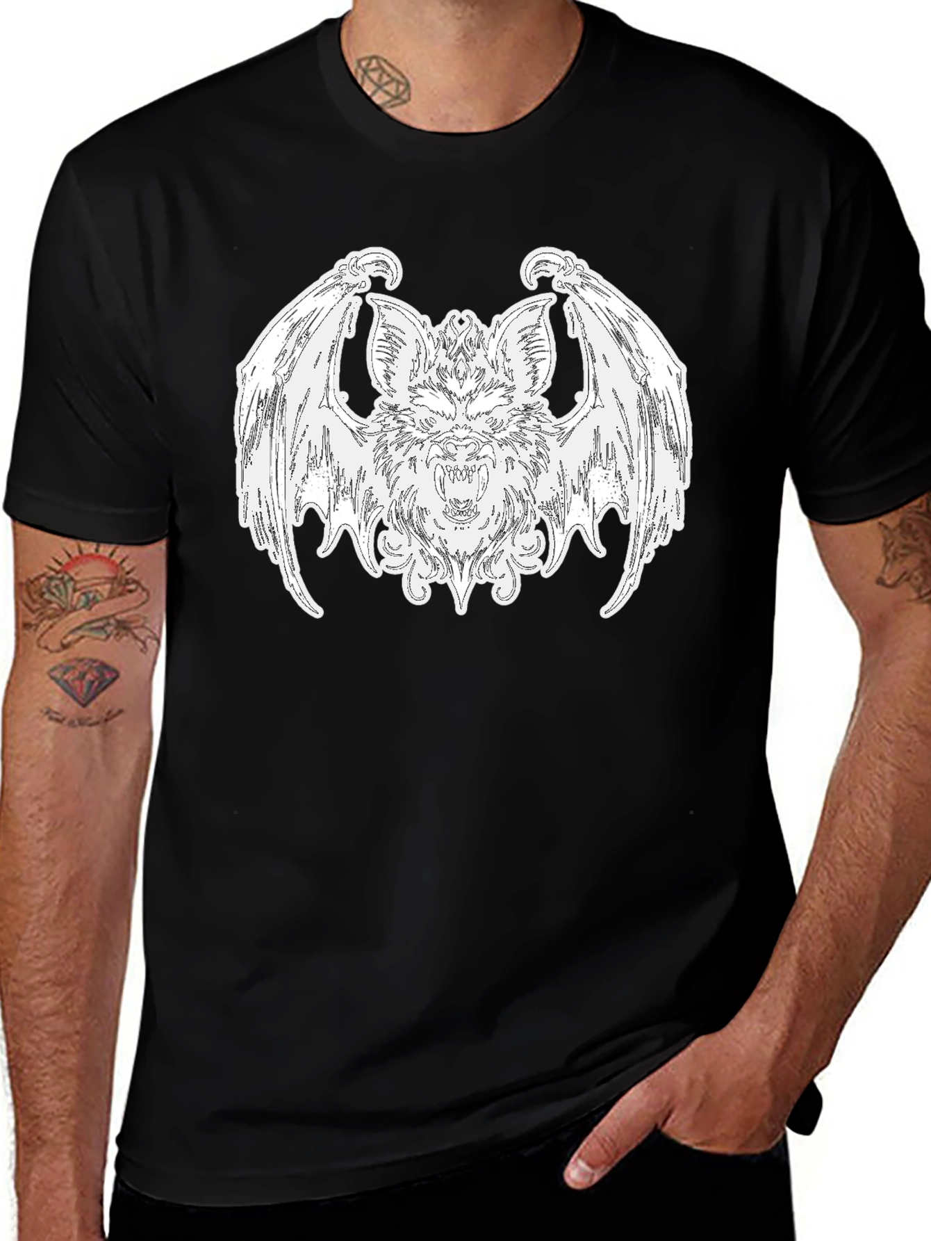 Variant 16 of Bat Graphic Tee - Gothic Style