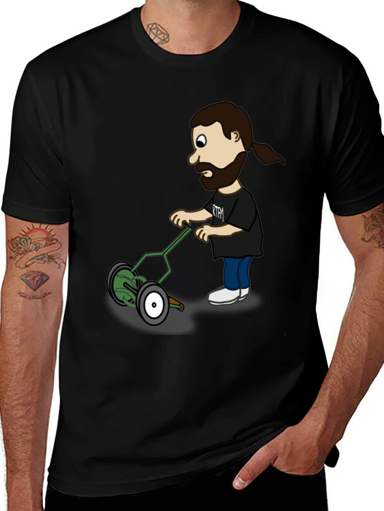 Variant 23 of Cartoon Man Mowing T-Shirt