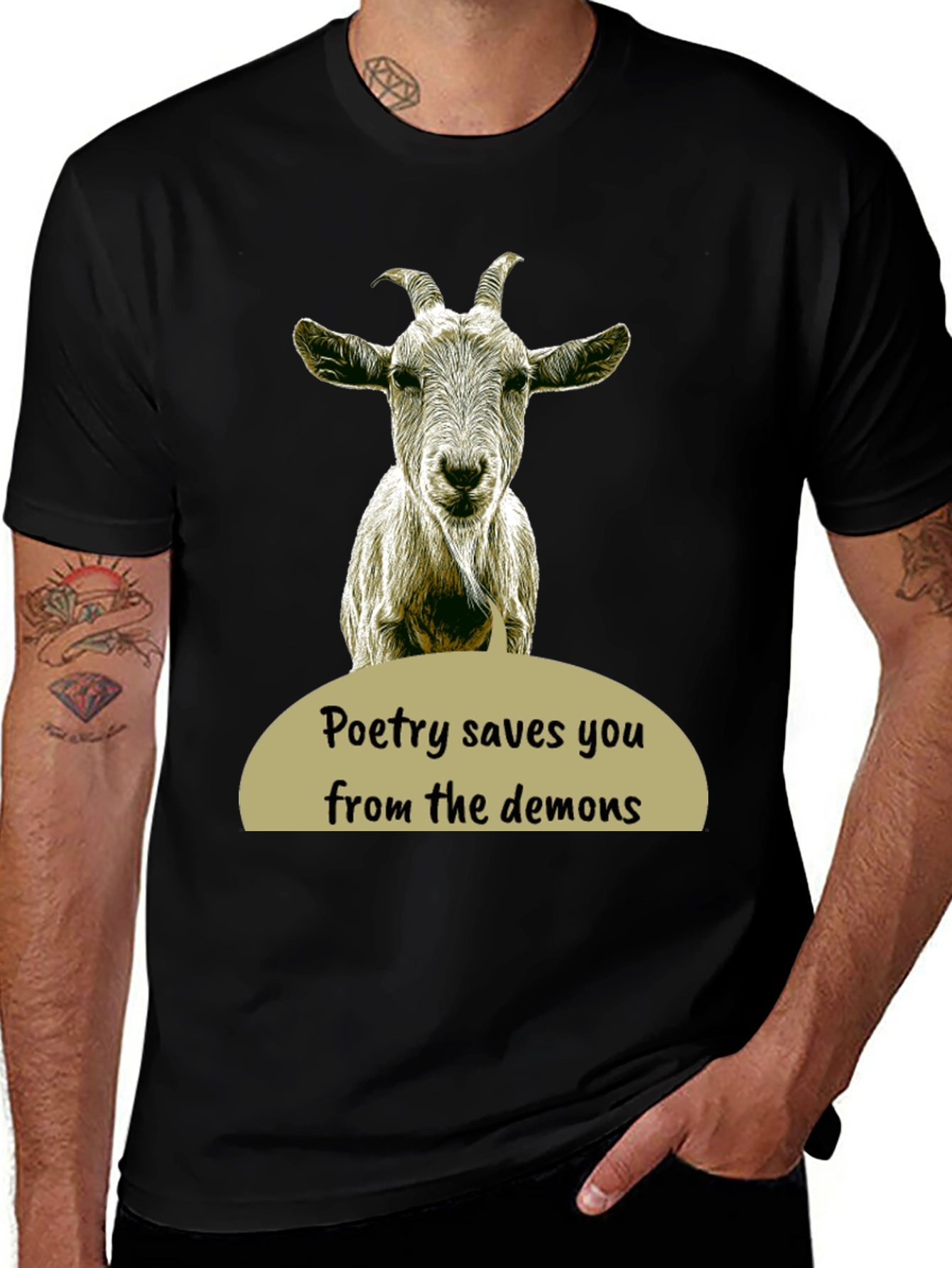 Variant 11 of Poetry Saves You Goat Graphic T-Shirt