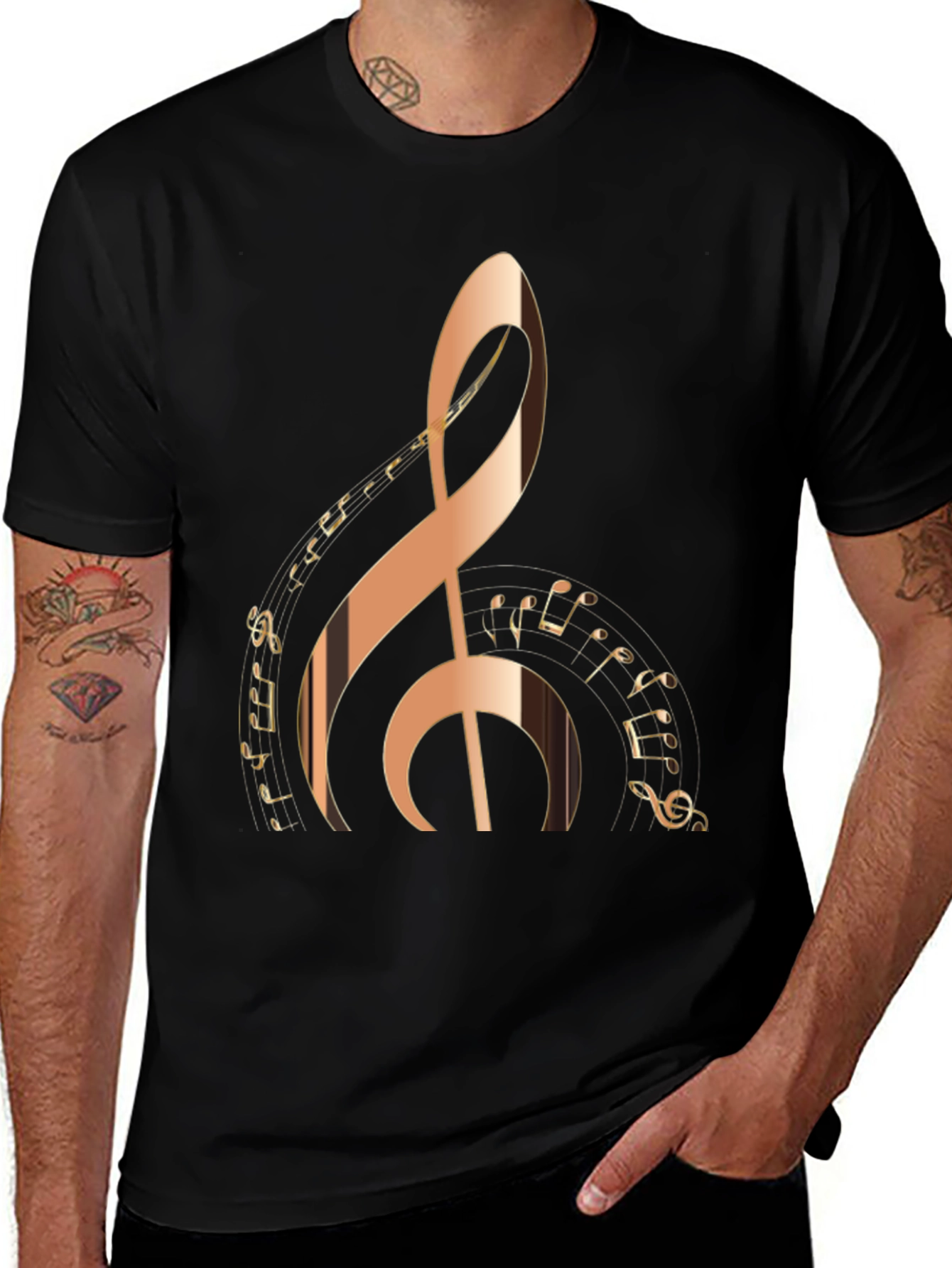 Variant 6 of Treble Clef Music Notes Graphic T-Shirt