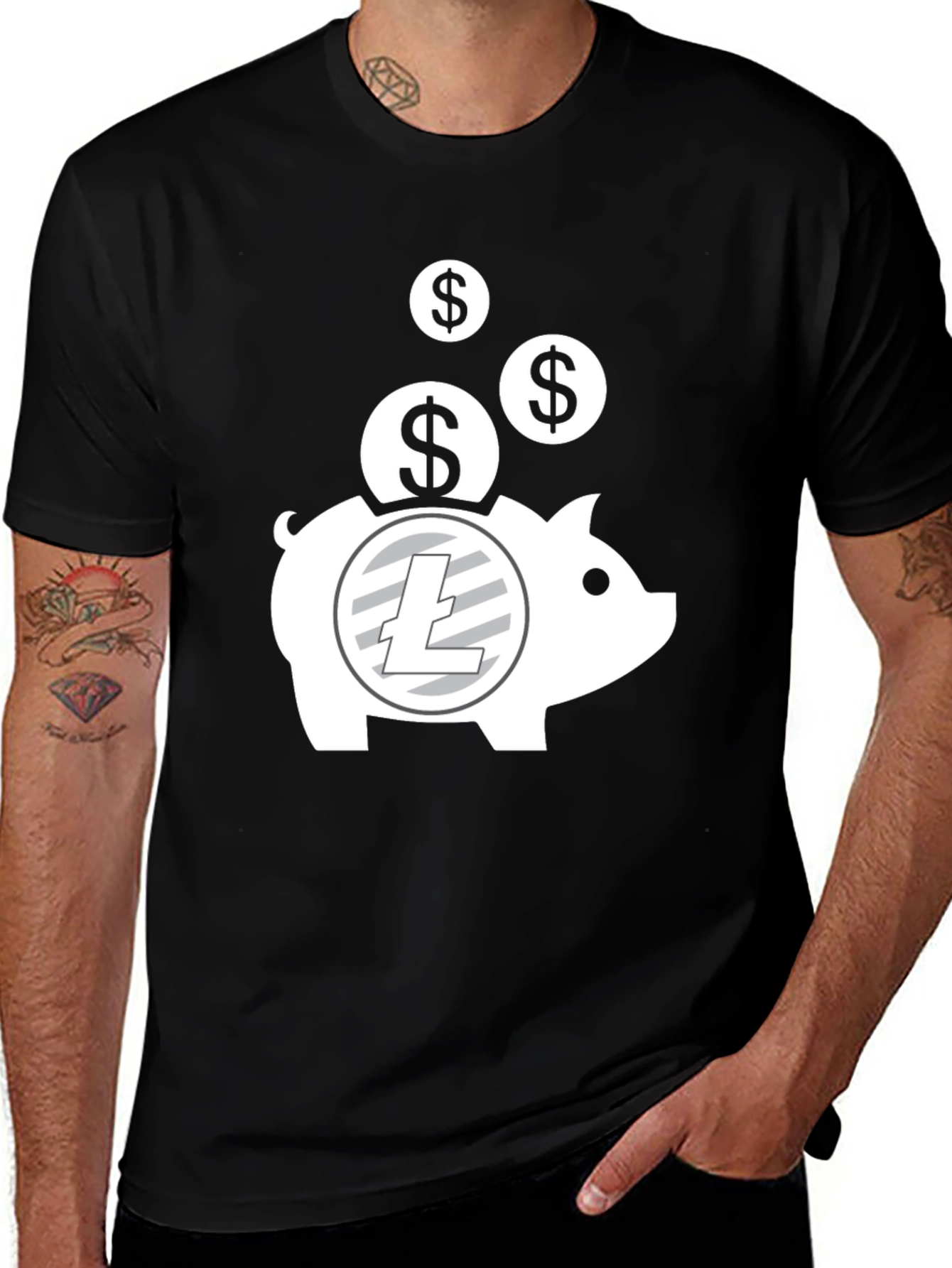 Variant 25 of Crypto Piggy Bank T-Shirt - Litecoin HODL