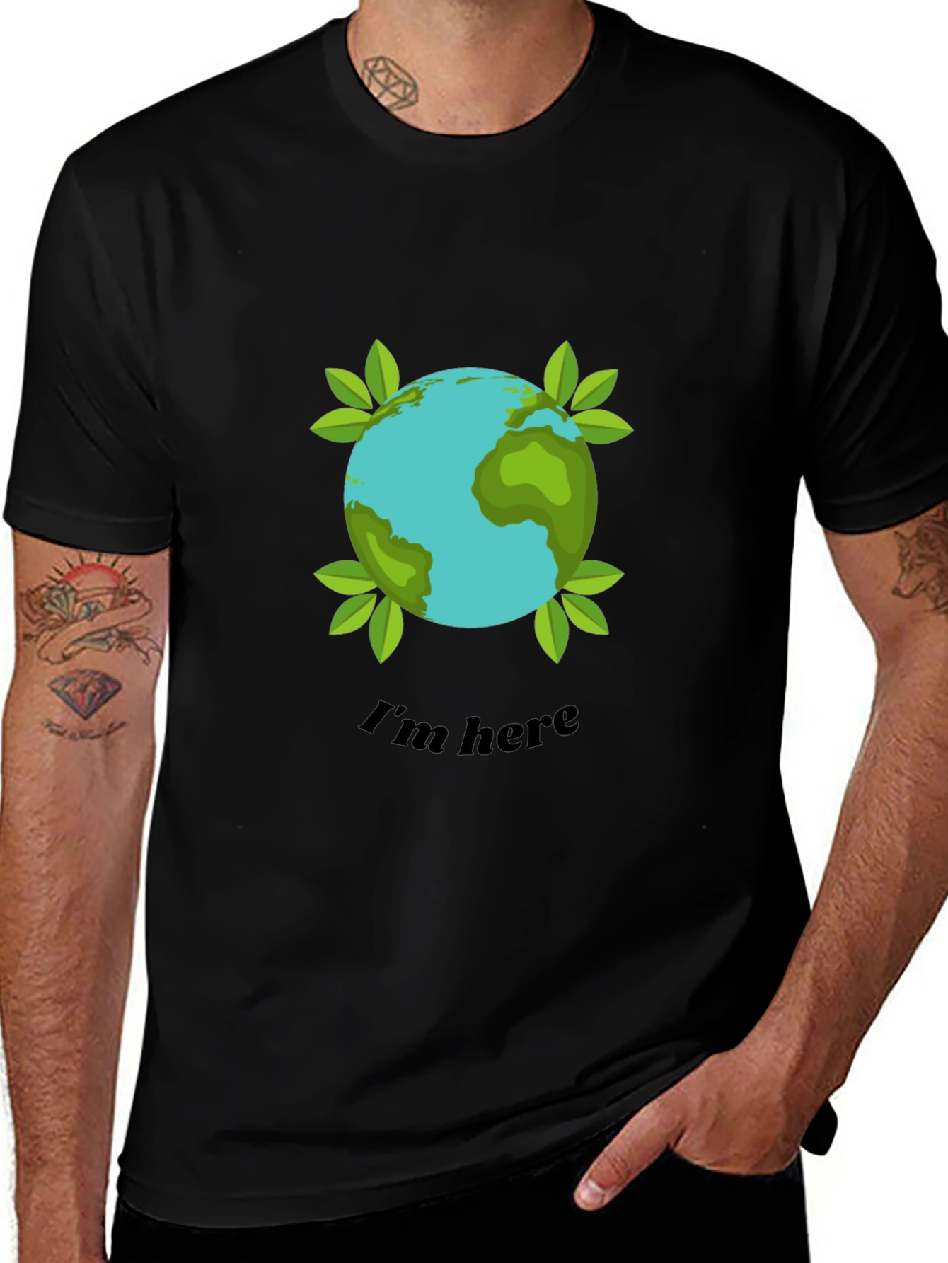 Eco-Friendly Earth T-Shirt - "I'm Here" Design