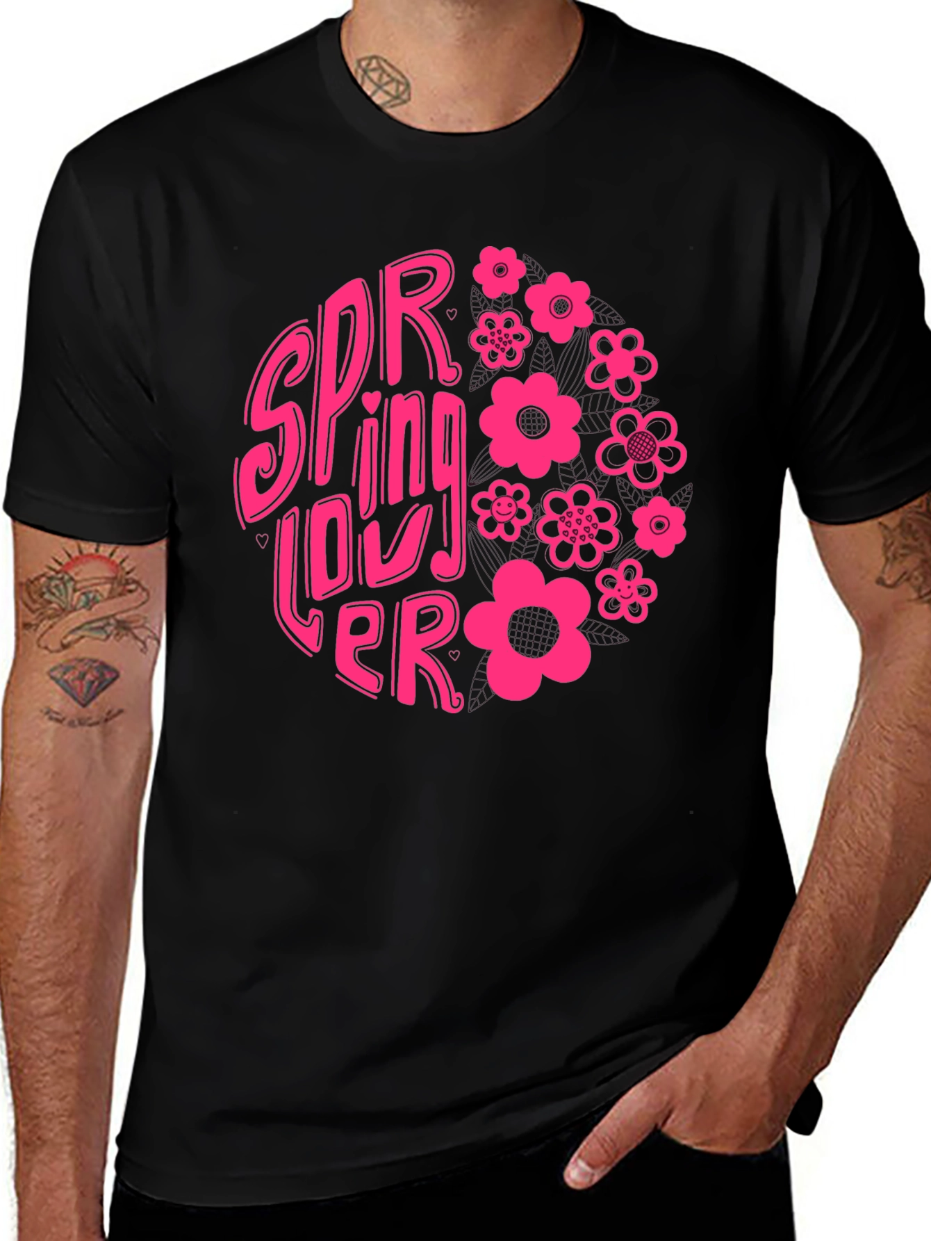 Spring Lover Graphic T-Shirt - Black