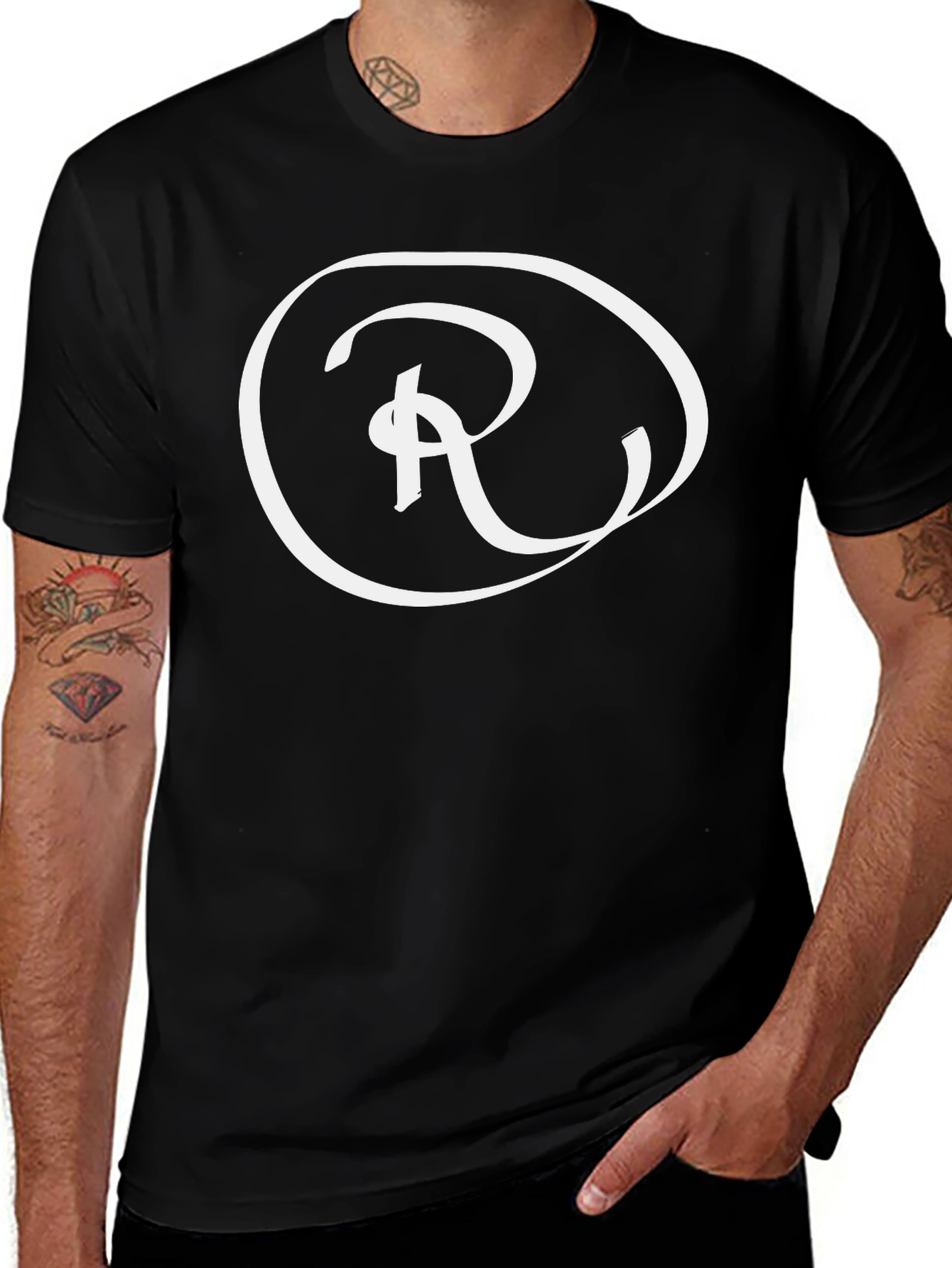 Variant 6 of Stylish Black Tee with White 'R' Logo