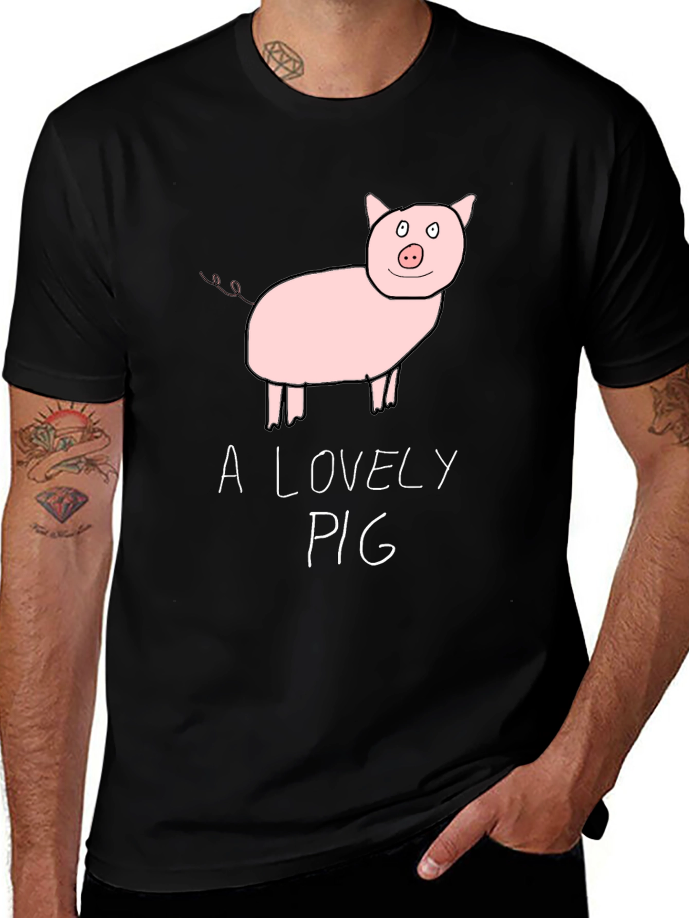 Variant 10 of A Lovely Pig Black T-Shirt