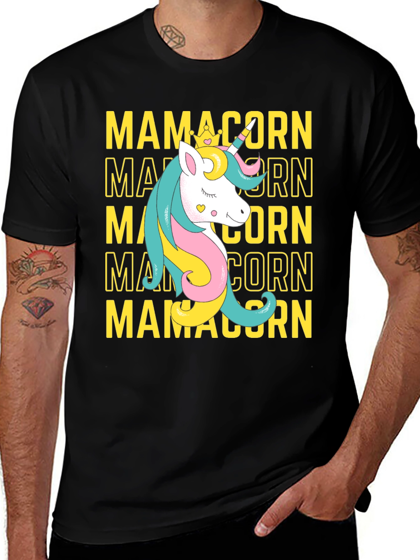 Variant 8 of Mamacorn Unicorn Graphic T-Shirt - Black