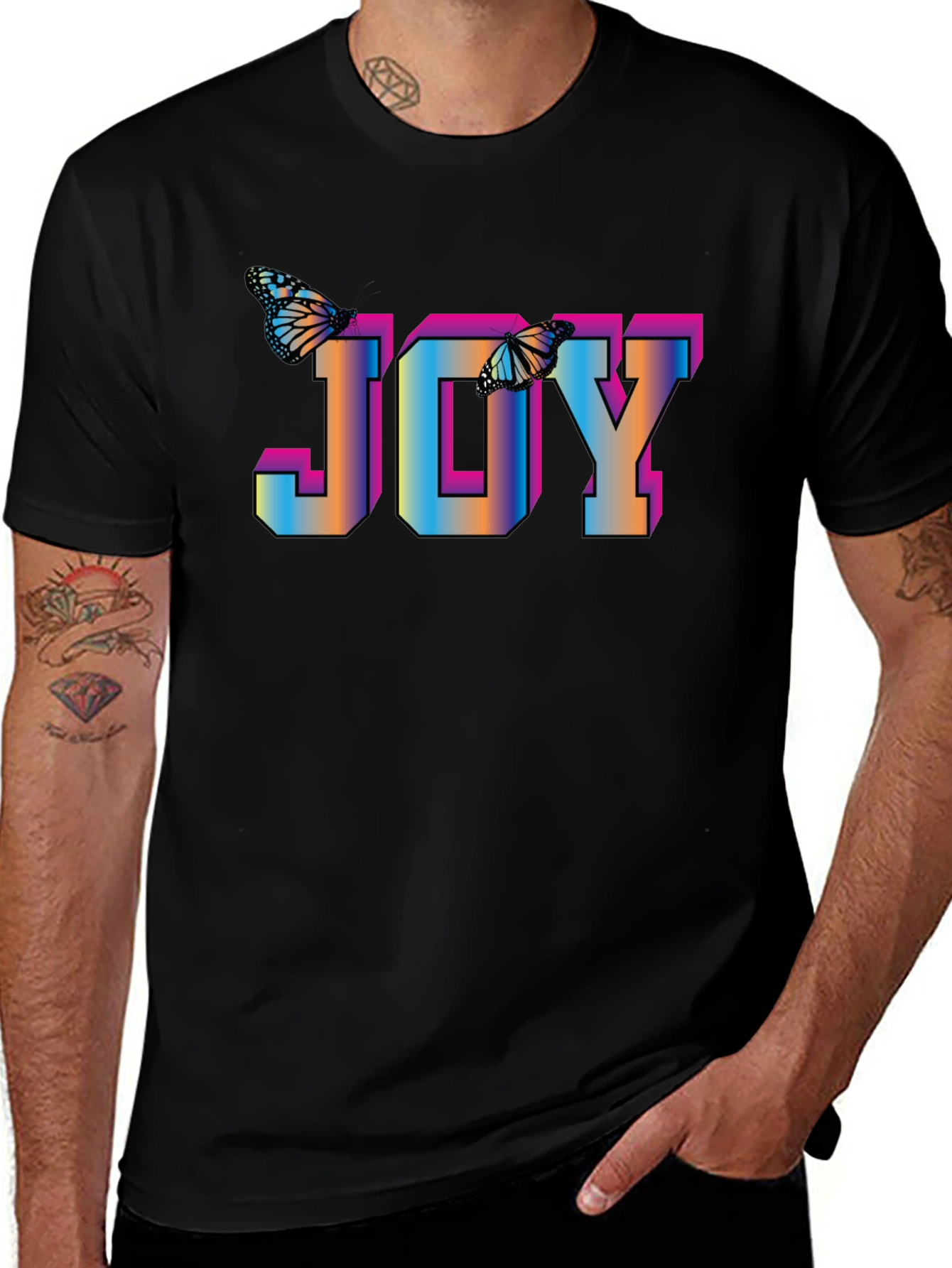 JOY Butterfly Graphic T-Shirt - Black