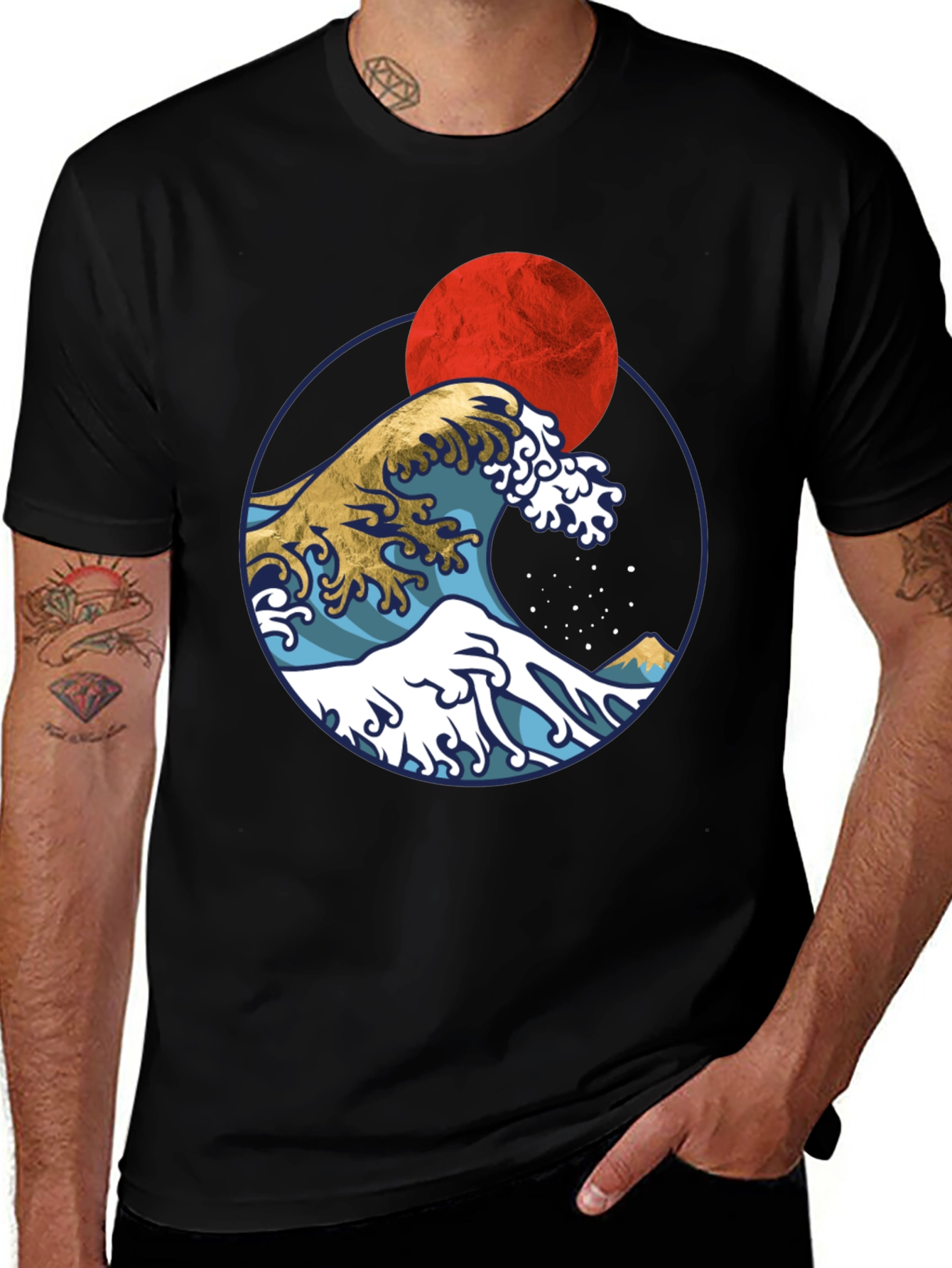 Variant 18 of Great Wave Graphic Tee -  Unisex Black T-Shirt