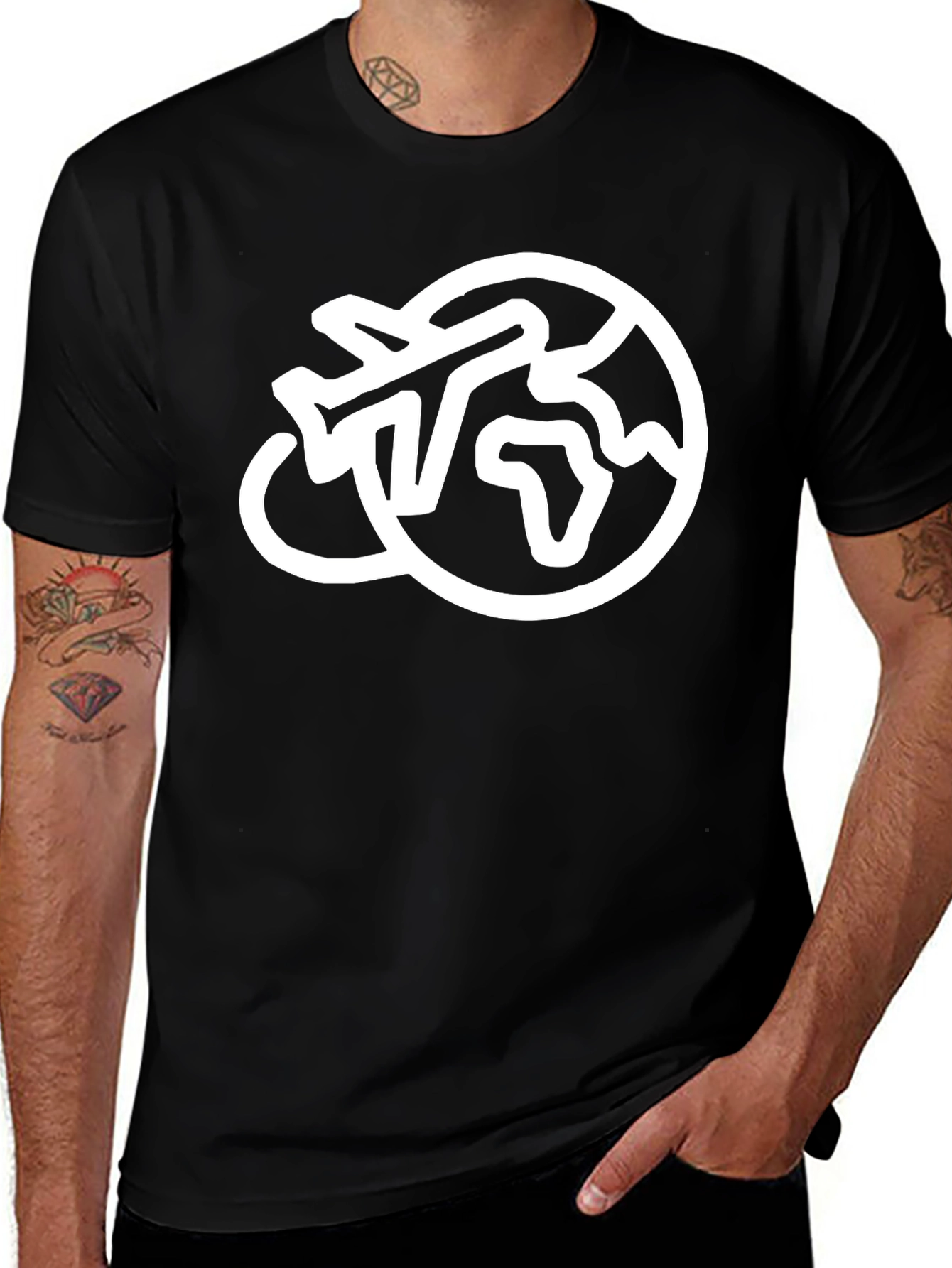 Variant 22 of Travel Globe T-Shirt - Black Graphic Tee