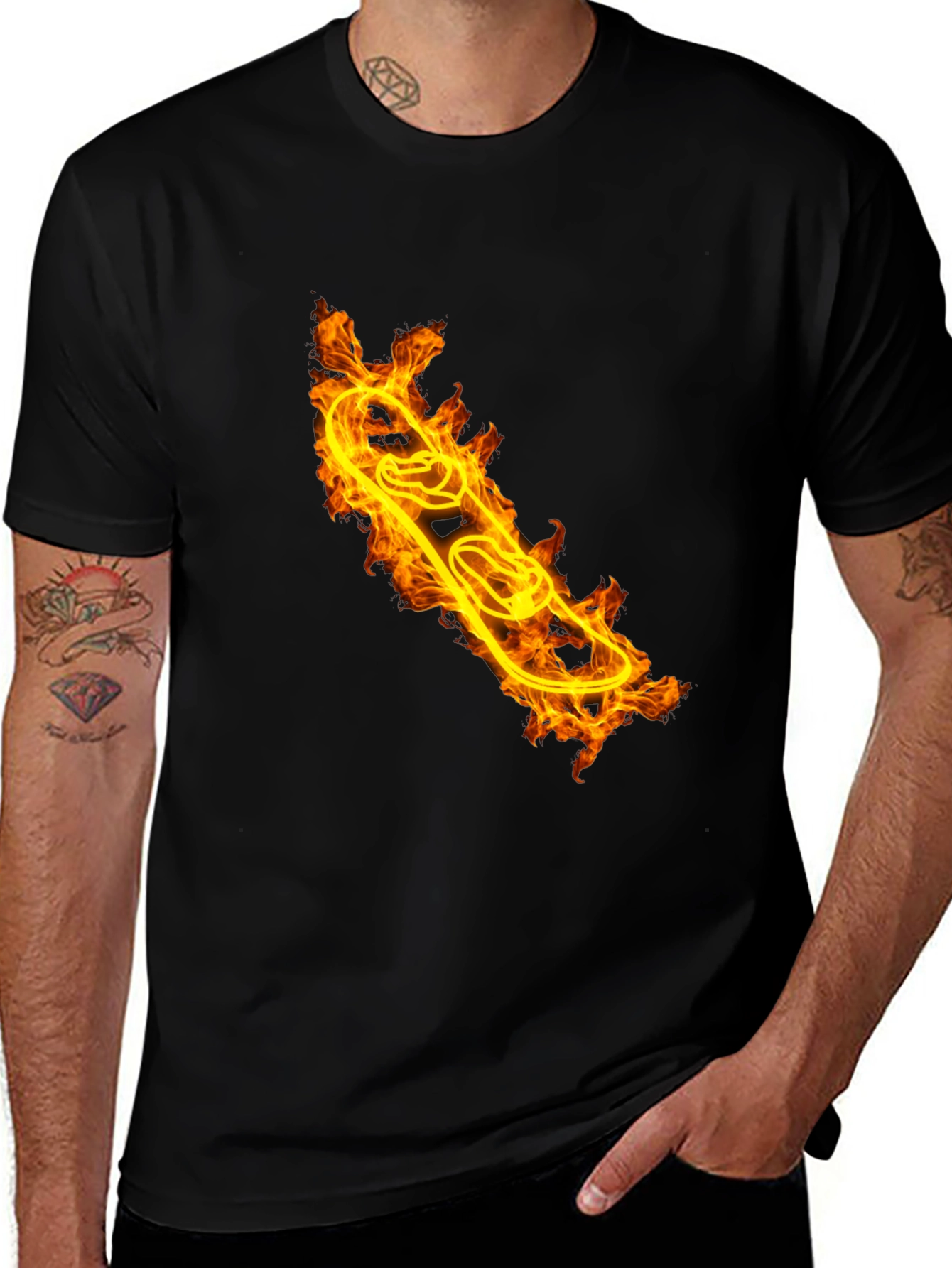 Variant 8 of Flaming Skateboard Graphic T-Shirt
