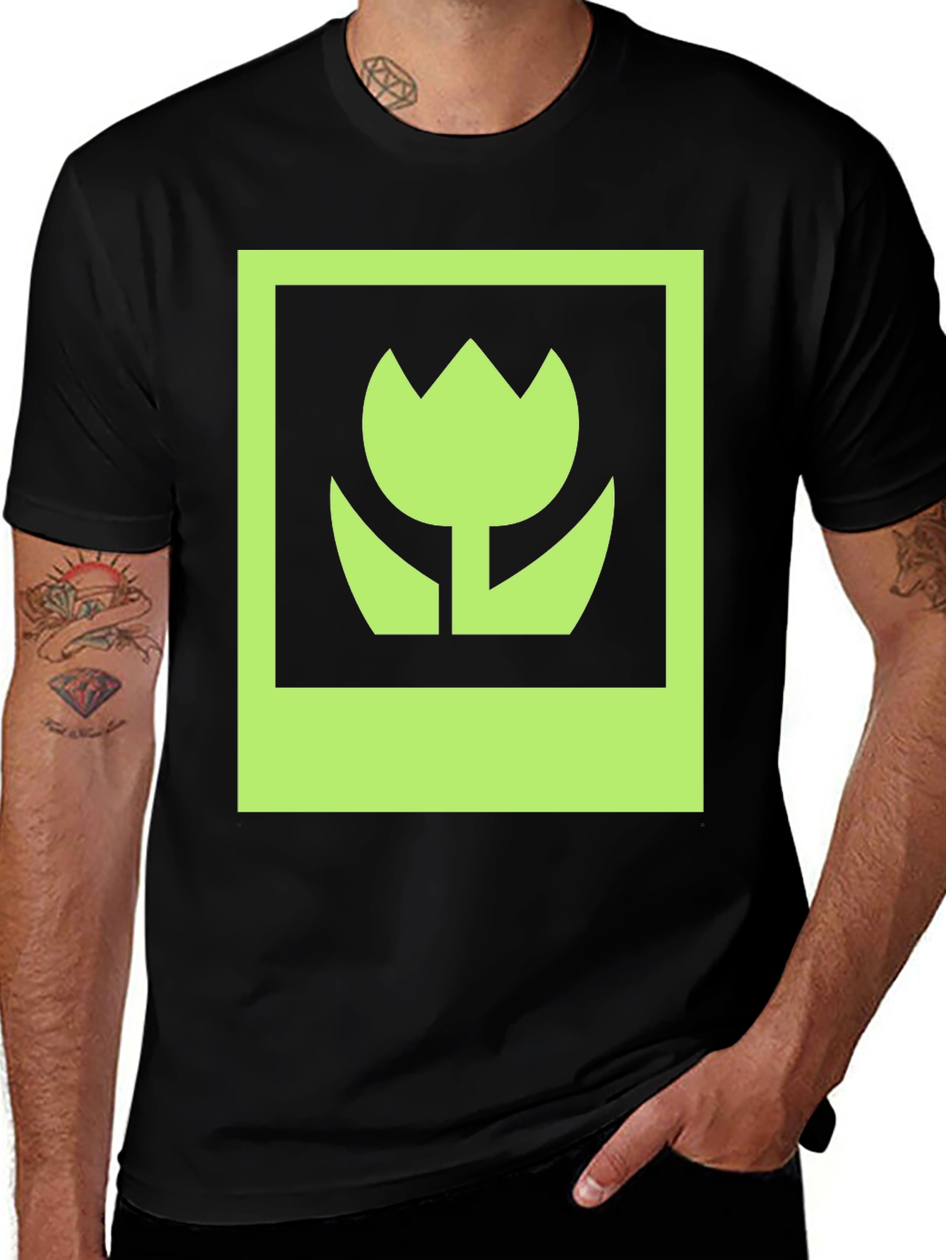 Variant 18 of Green Flower Graphic T-Shirt - Stylish Casual Wear