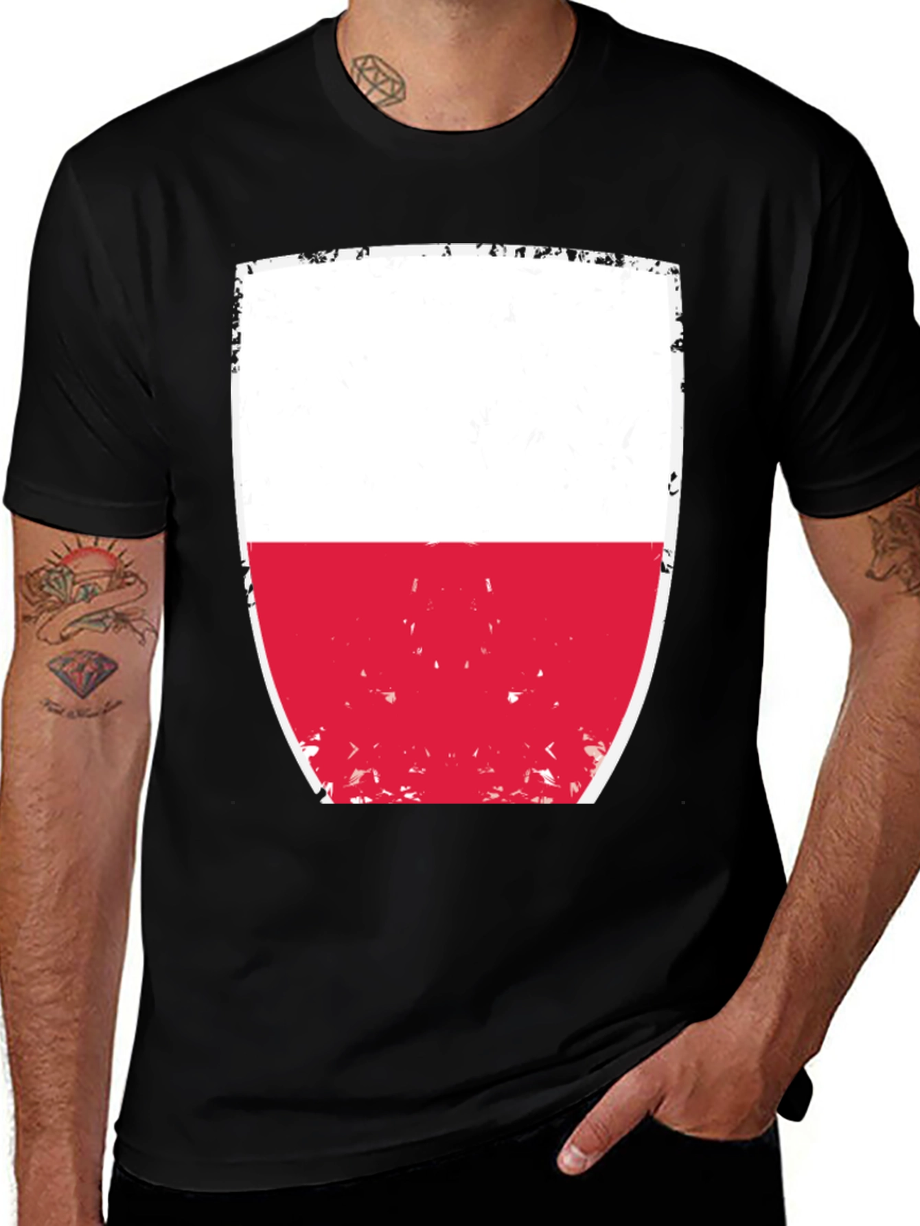 Poland Flag Graphic T-Shirt - Black Cotton Tee