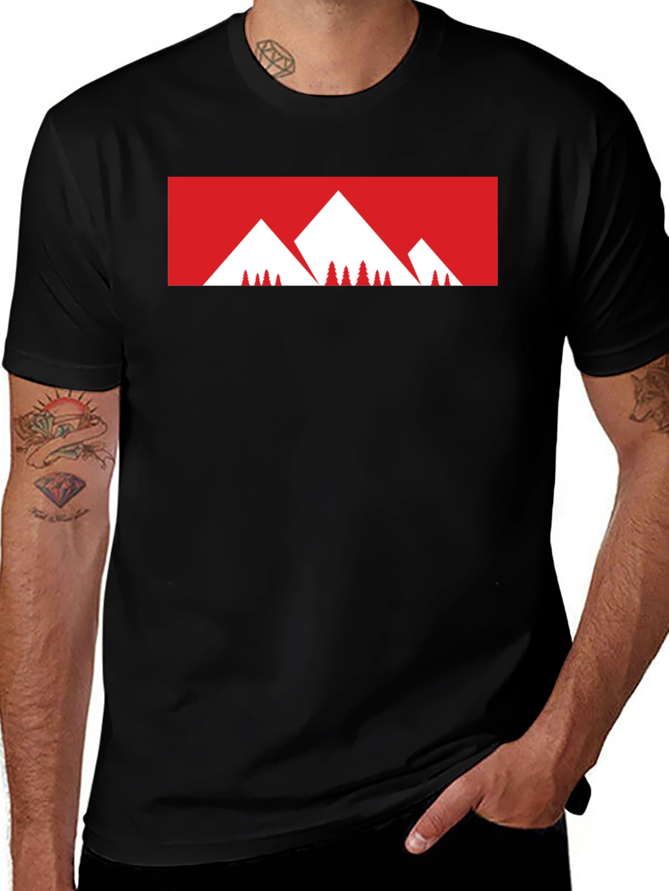 Variant 9 of Mountain Graphic Tee - Stylish Black Cotton T-Shirt