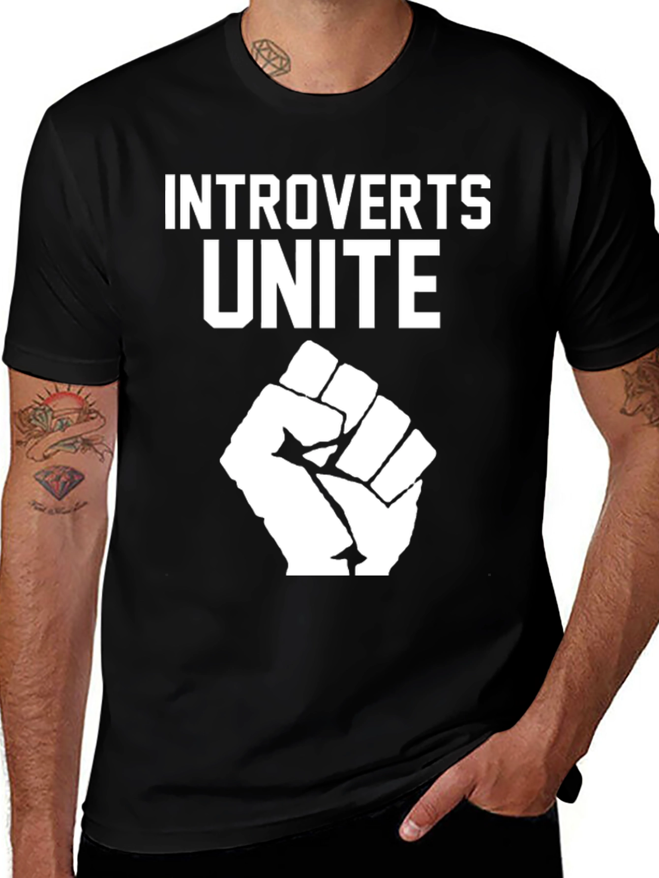 Variant 9 of Introverts Unite Graphic T-Shirt - Black