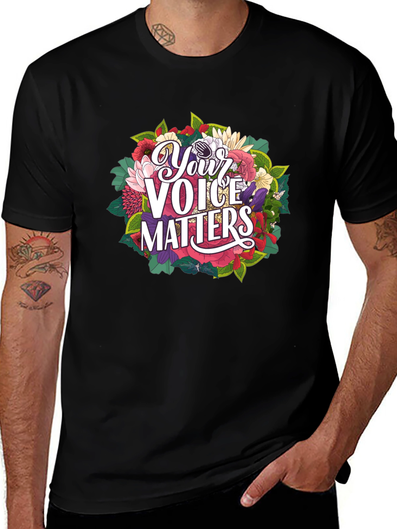 Black Your Voice Matters Graphic Tee - Black main image