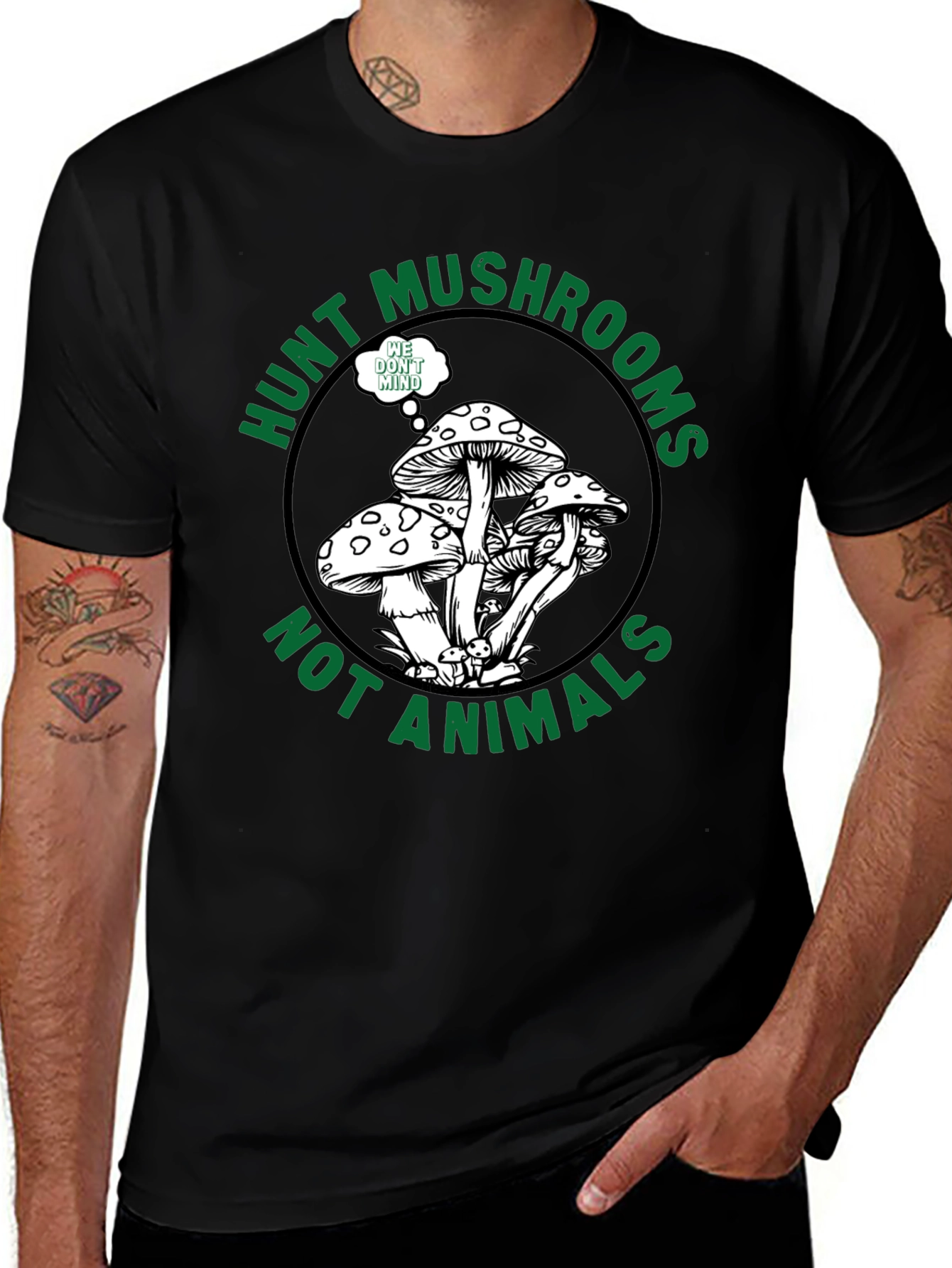 Variant 22 of Hunt Mushrooms Not Animals Black T-Shirt