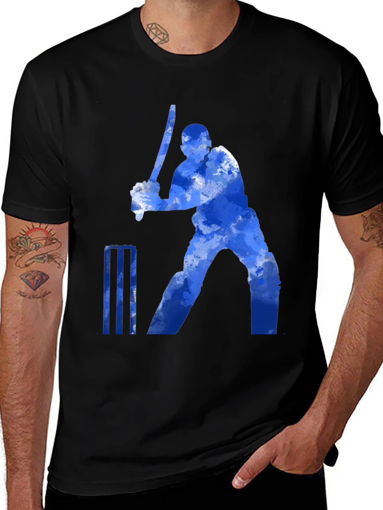 Variant 21 of Cricket Batter Graphic Tee - Black