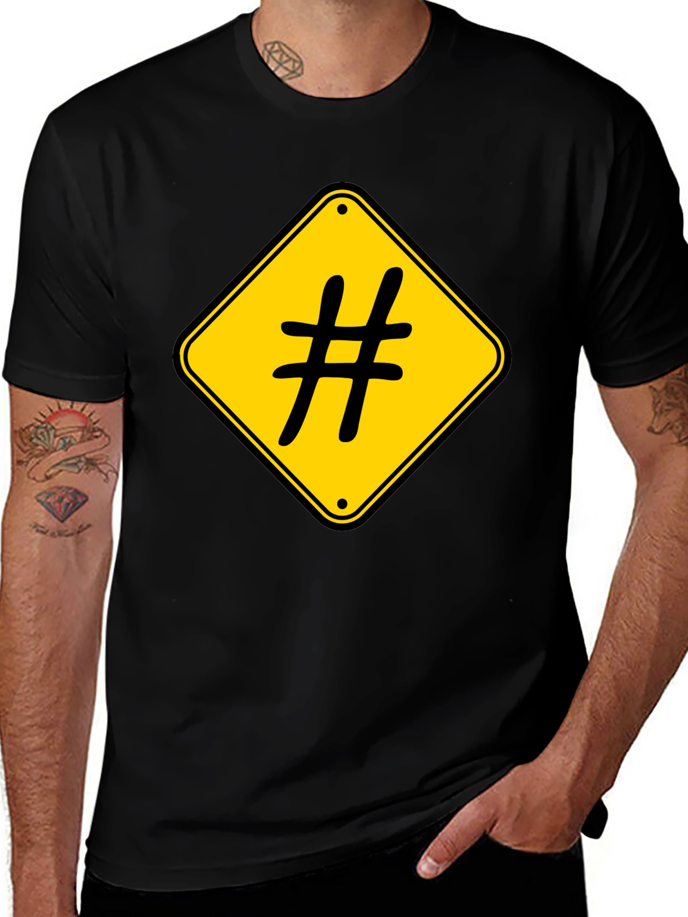 Variant 3 of Hashtag Road Sign Black T-Shirt