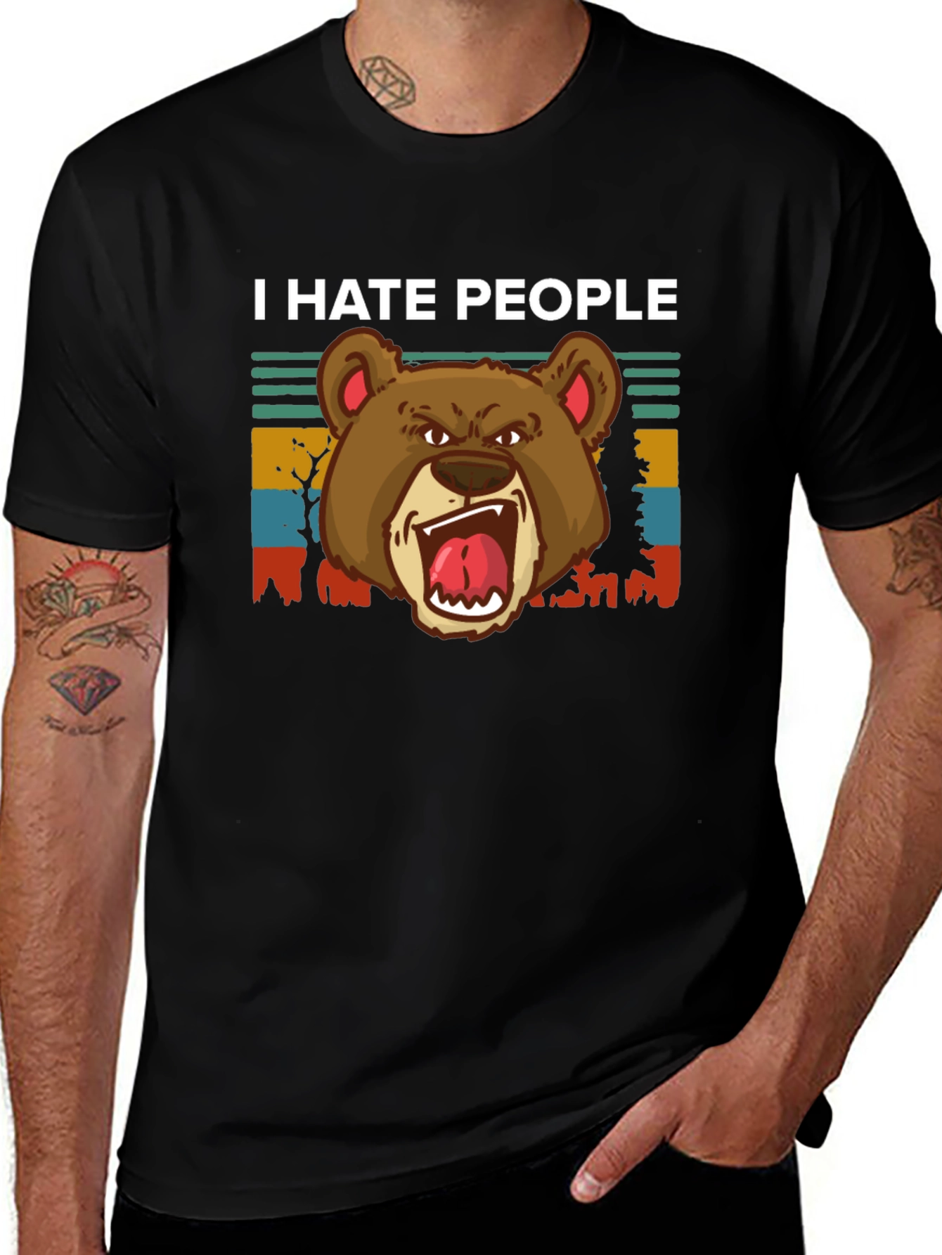 Variant 12 of I Hate People Bear Graphic T-Shirt