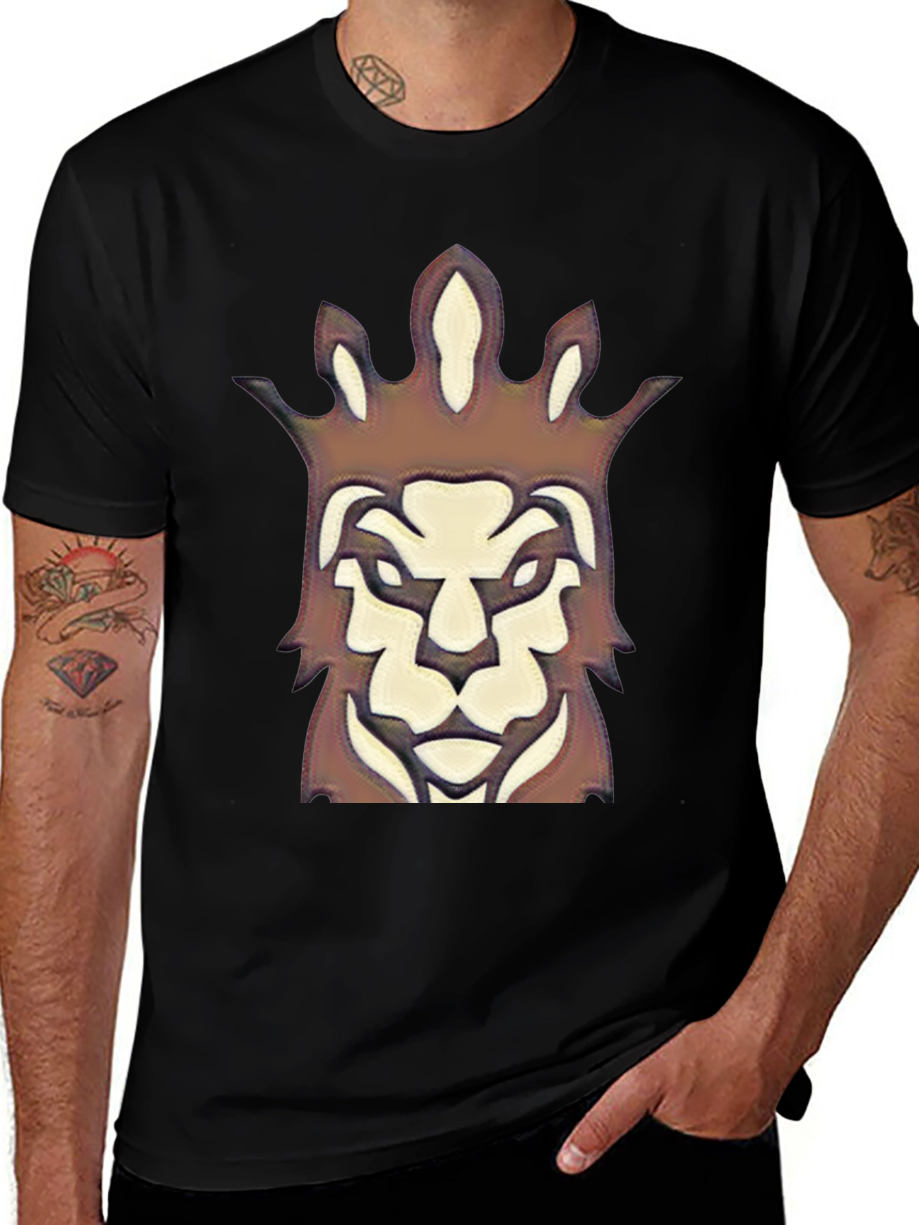 Variant 8 of Lion Crown Graphic Black T-Shirt