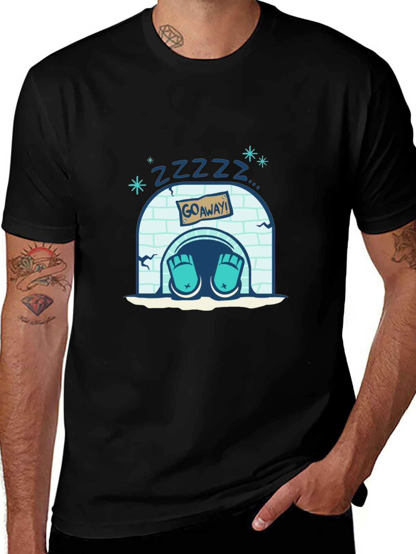 Variant 17 of Funny Igloo Zzz Men's Black T-Shirt