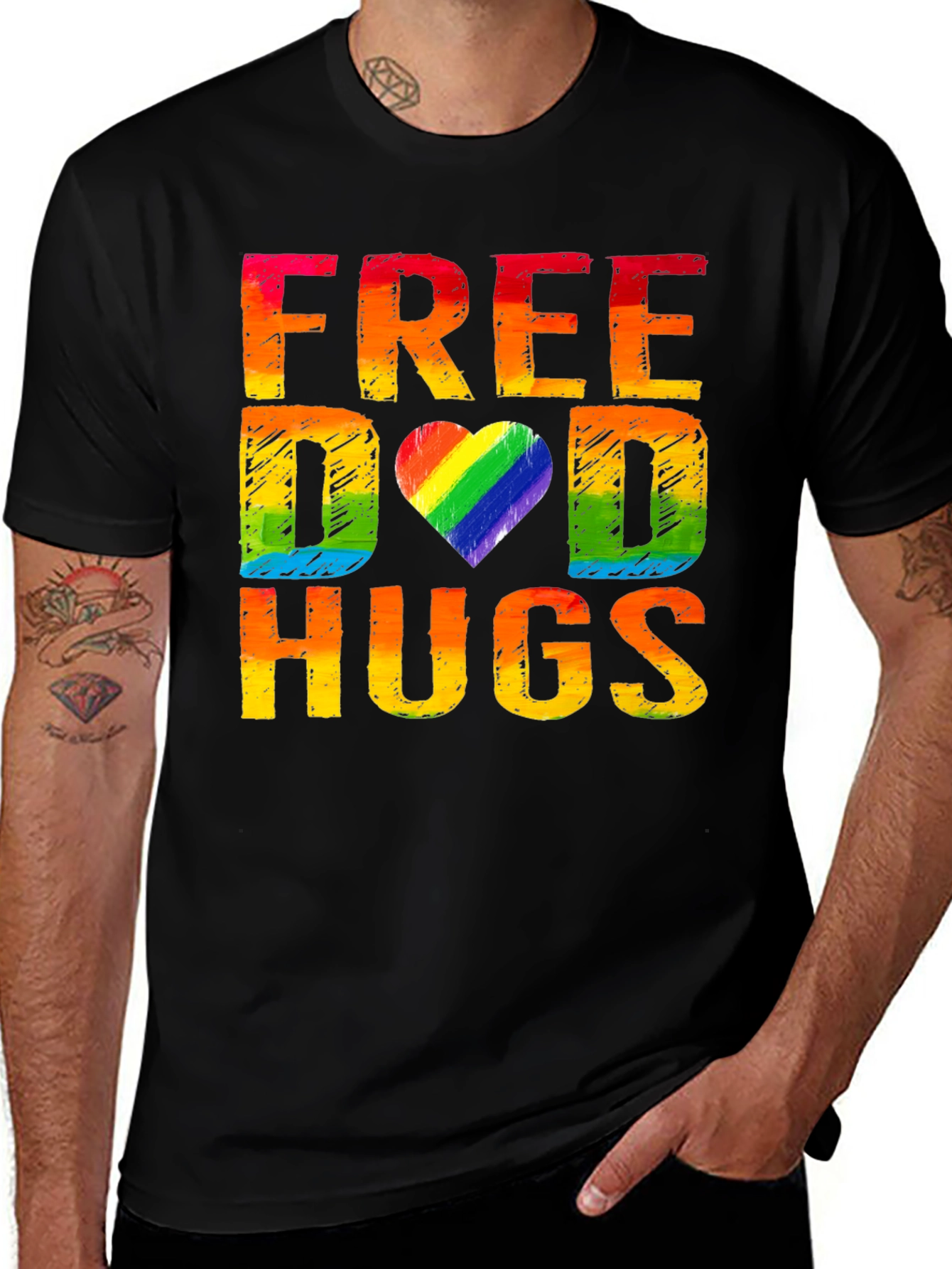 Free Dad Hugs Rainbow Pride T-Shirt