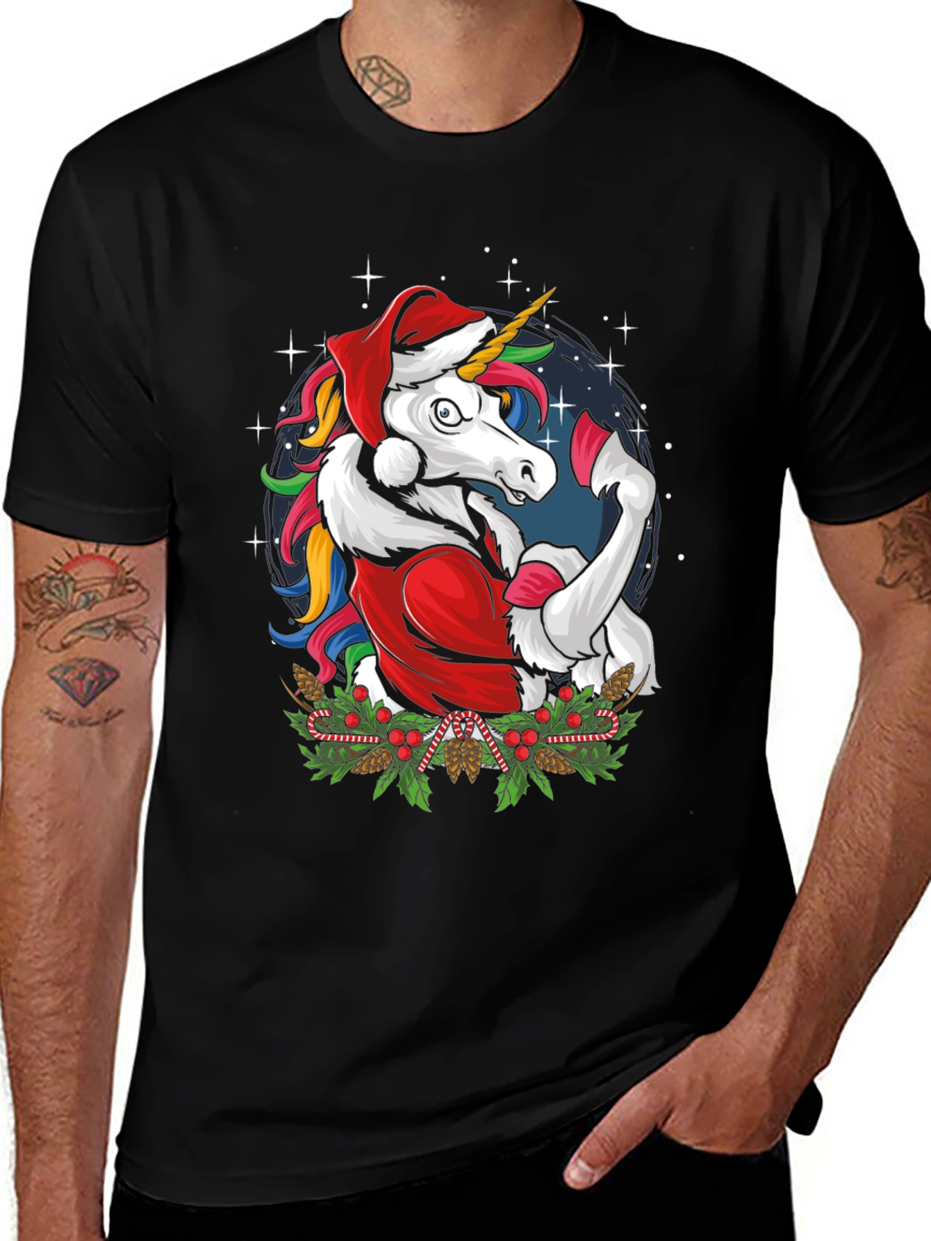 Variant 21 of Festive Unicorn Christmas T-Shirt