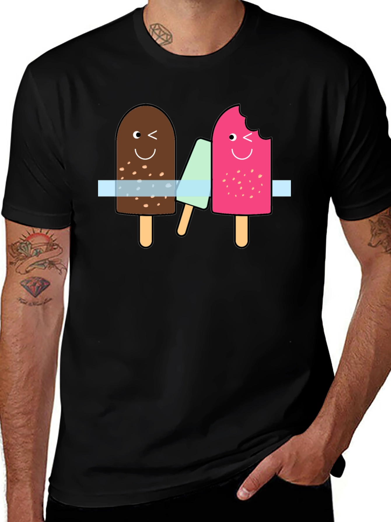 Variant 8 of Fun Ice Cream Graphic Tee - Black
