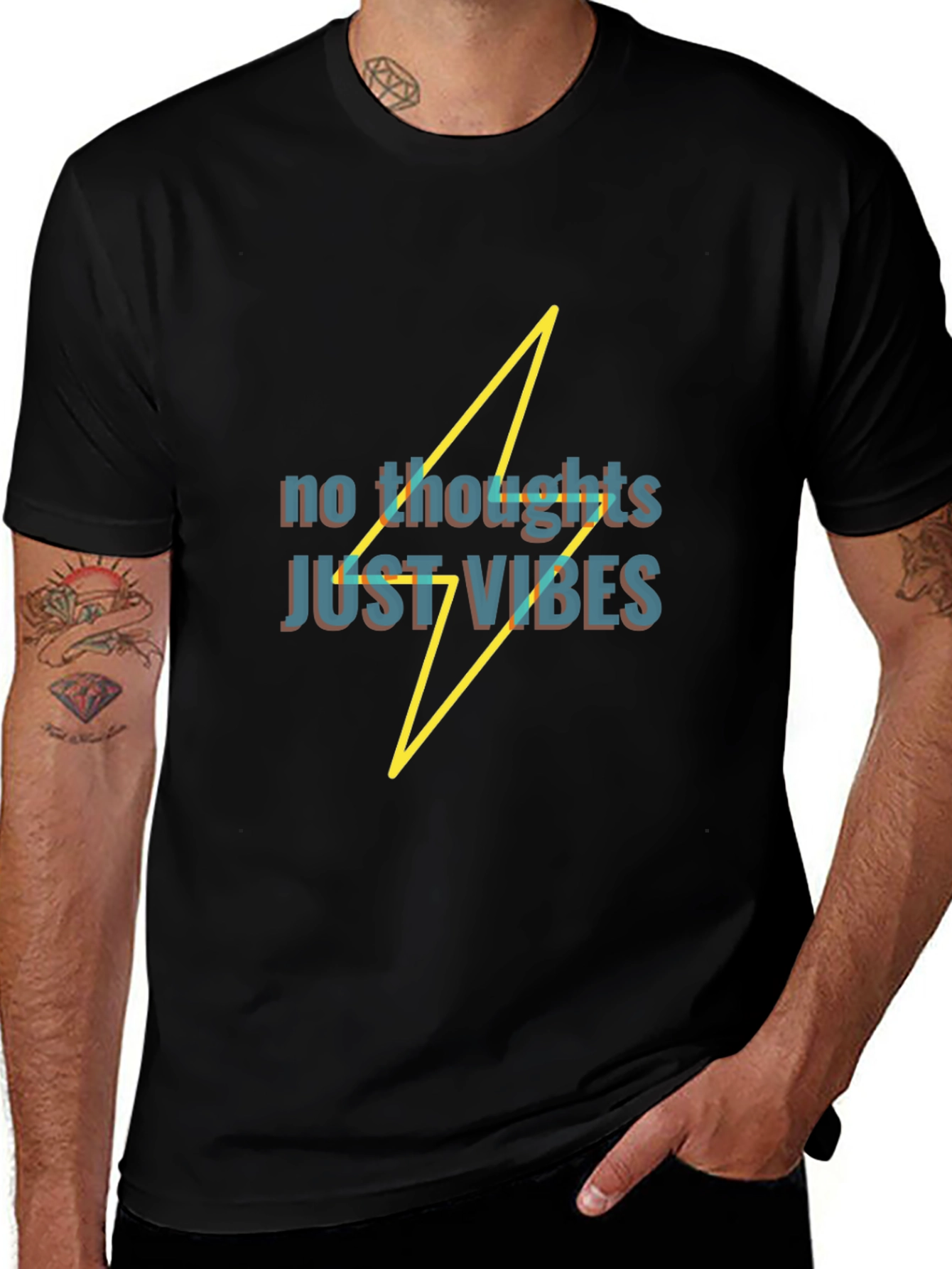 Variant 7 of No Thoughts Just Vibes Black T-Shirt