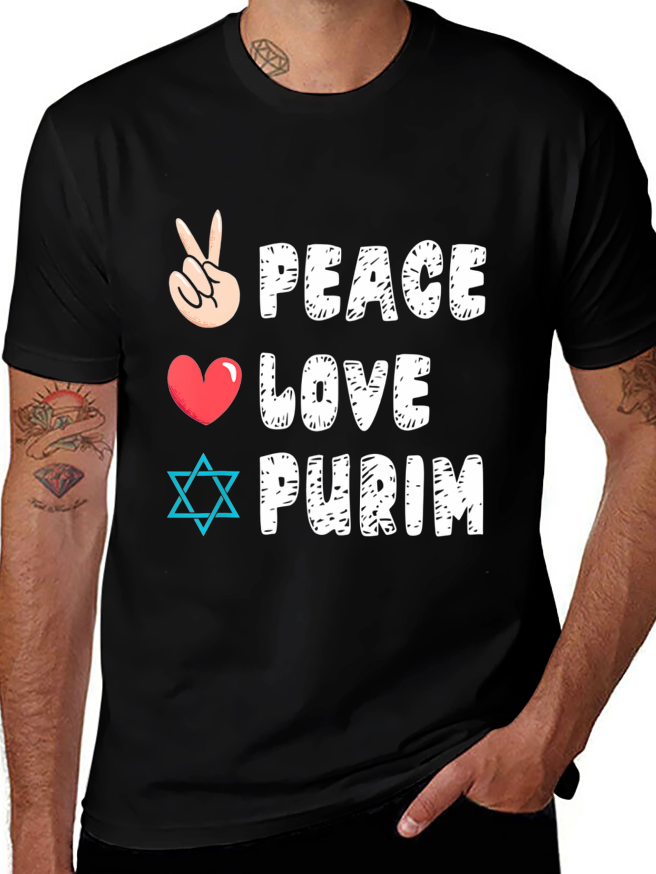 Peace Love Purim T-Shirt Jewish Holiday Tee