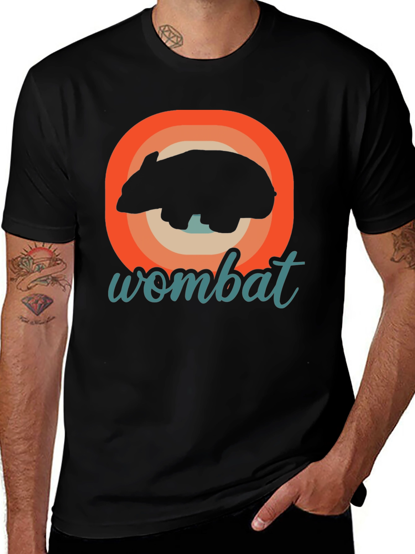 Variant 17 of Retro Wombat Graphic Tee - Unisex Black T-Shirt