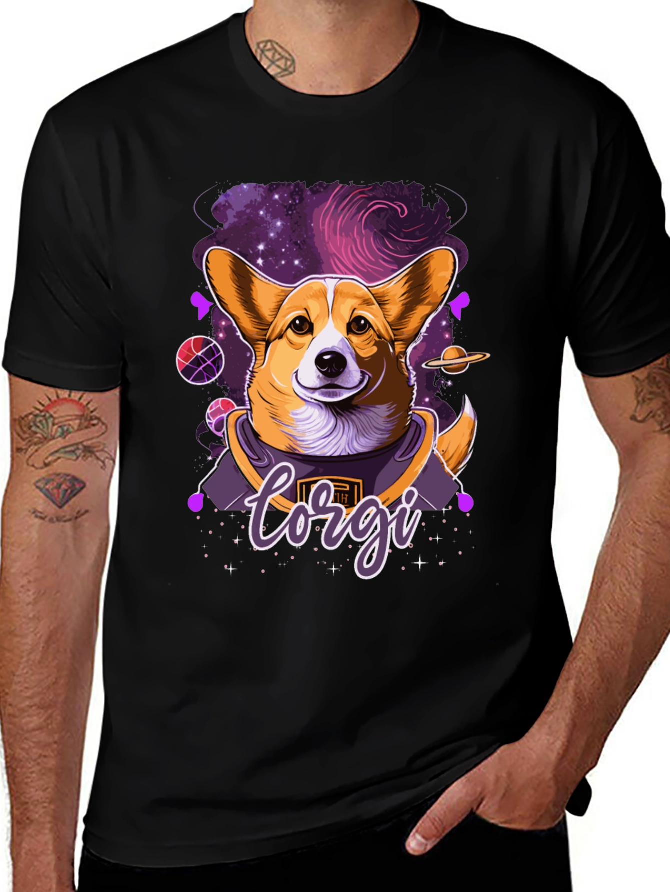 Variant 11 of Corgi in Space Black Graphic Tee