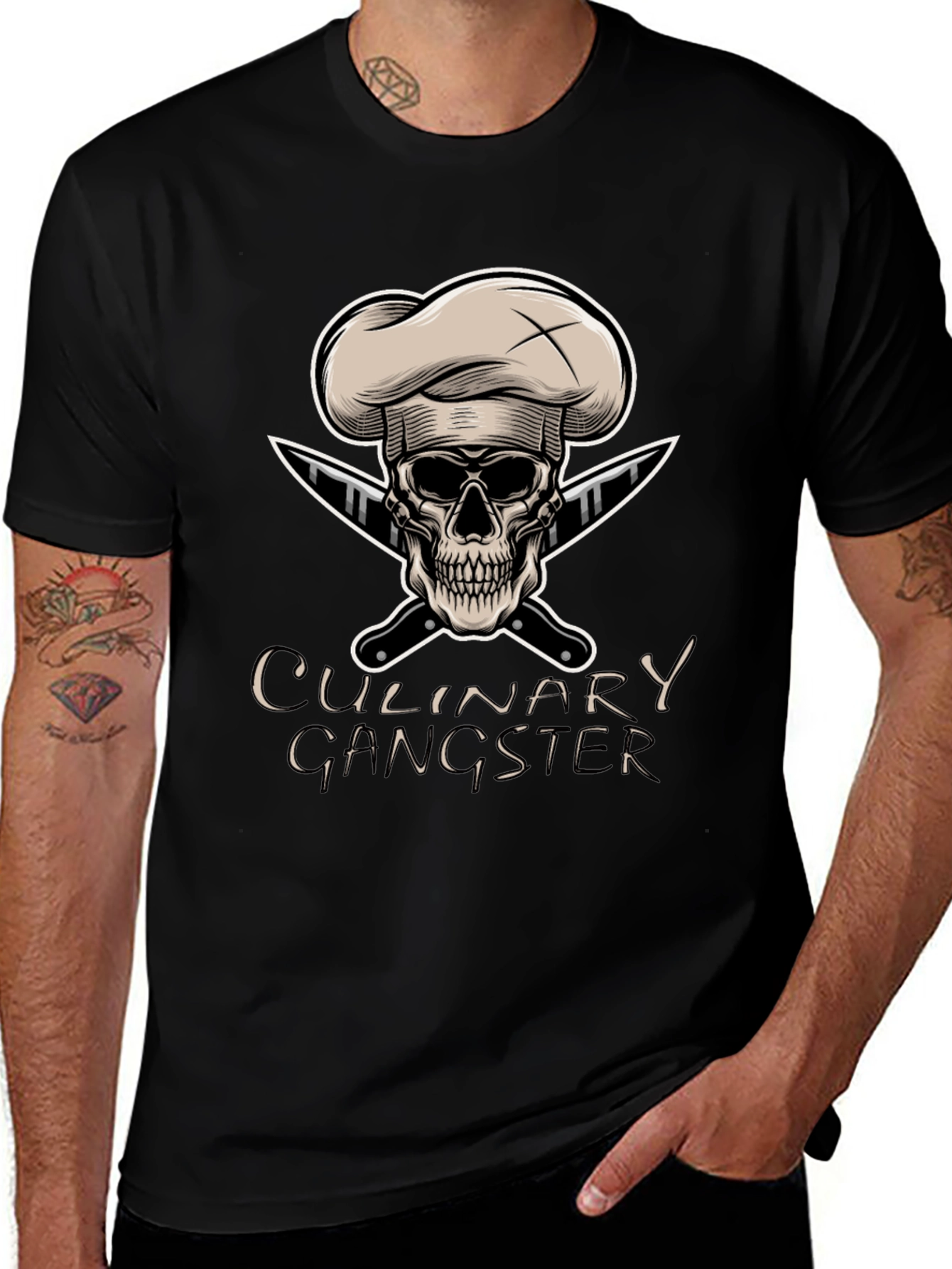 Variant 20 of Culinary Gangster Skull Chef T-Shirt