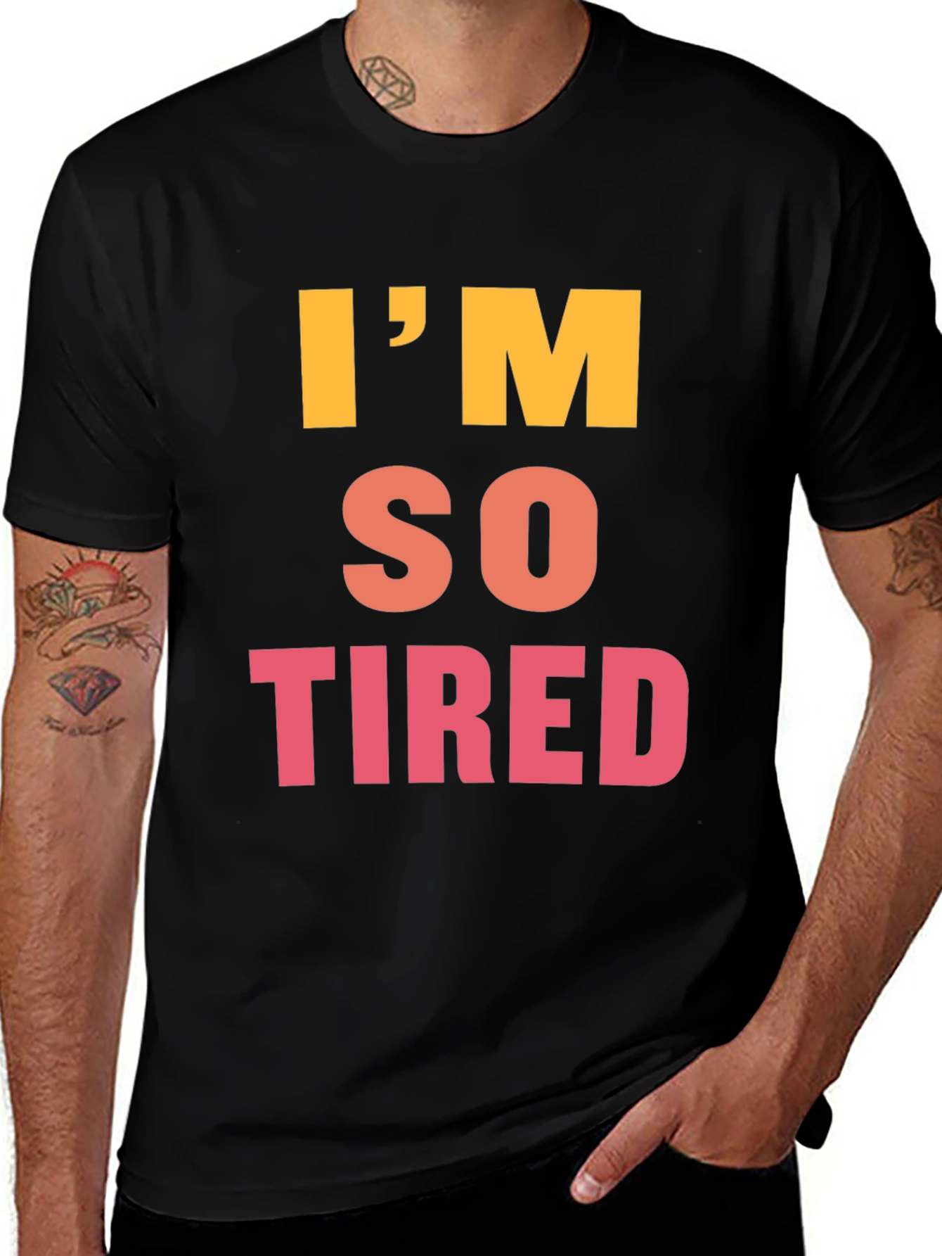 Variant 23 of I'm So Tired Graphic Tee - Black